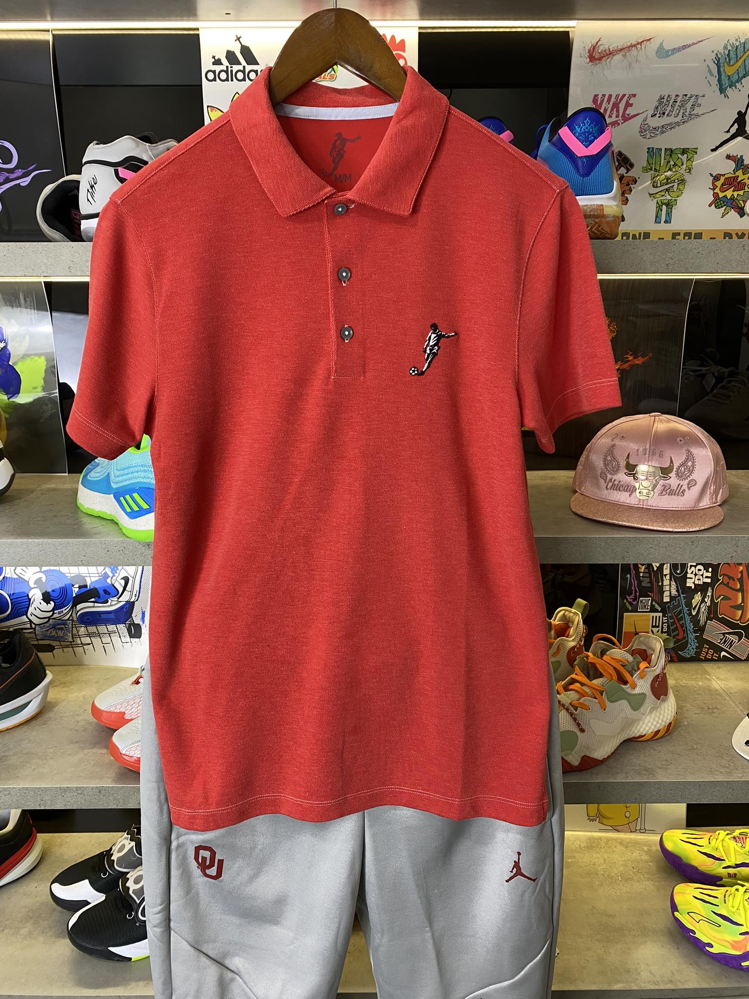 Áo Polo Chính Hãng - Nike Club Logo Football Đỏ Sáng - PNF-010