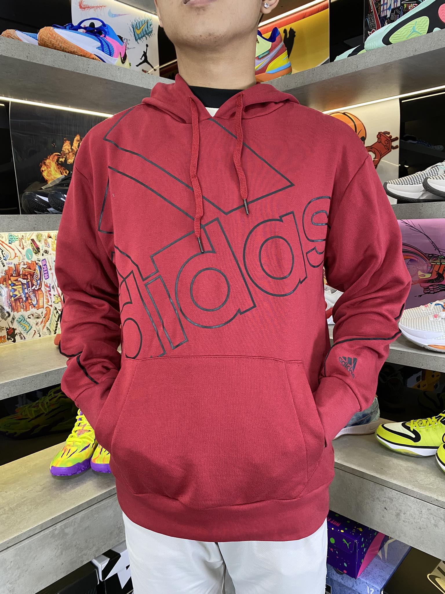 Áo Hoodie Chính Hãng Adidas Sudadera con capucha Giant Logo ''Red'' - GK9369-030
