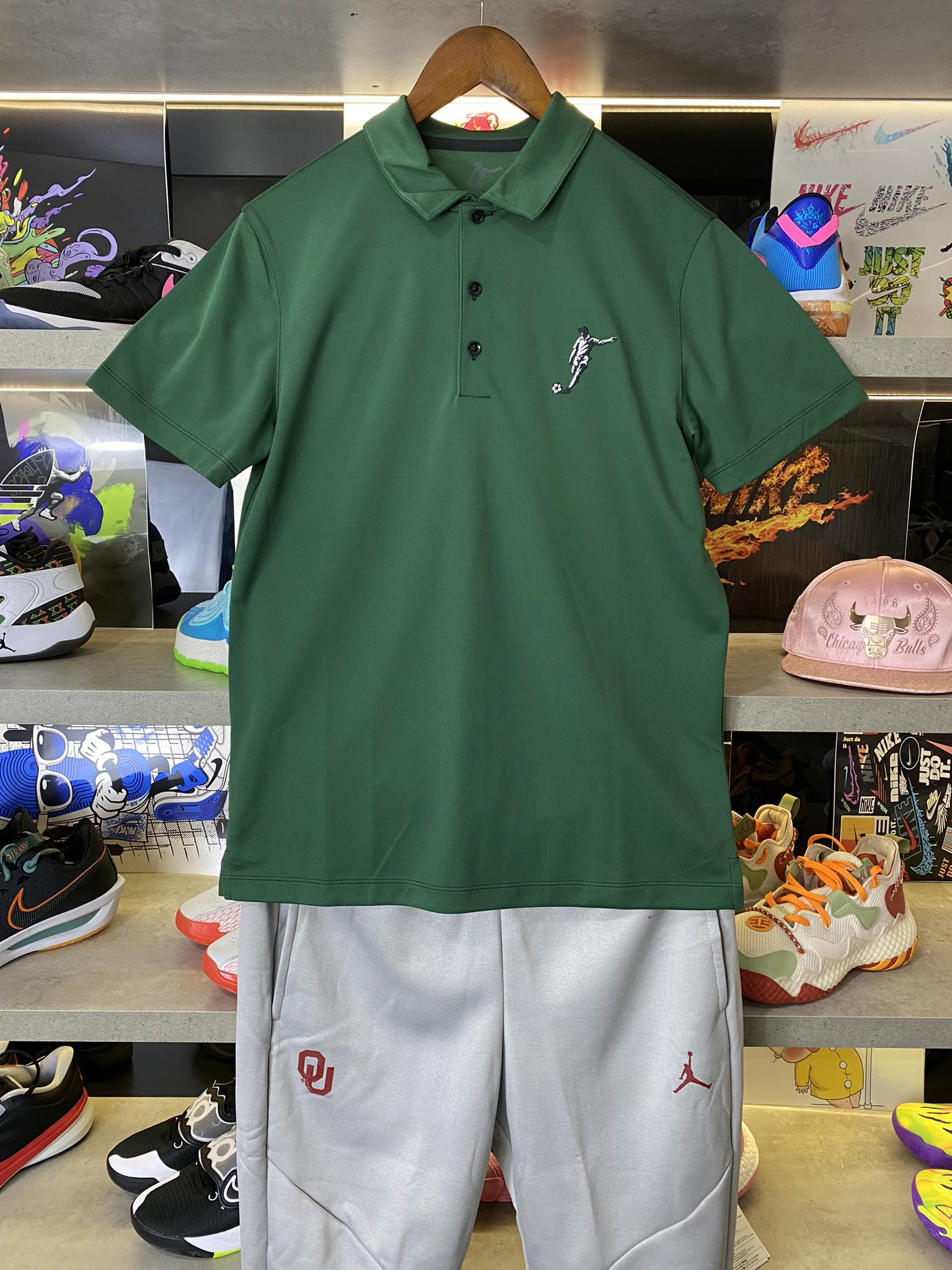 Áo Polo Chính Hãng - Nike Club Logo Football Màu Xanh Lá - PNF-023