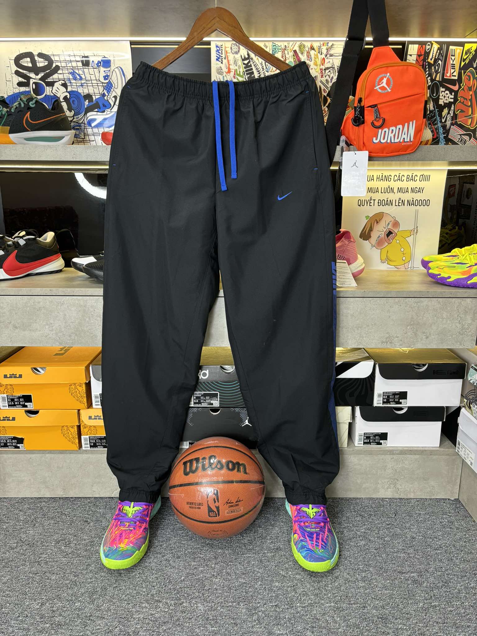 Quần Dài Chính Hãng - Nike tracksuit bottoms 'Black/Blue' -611662