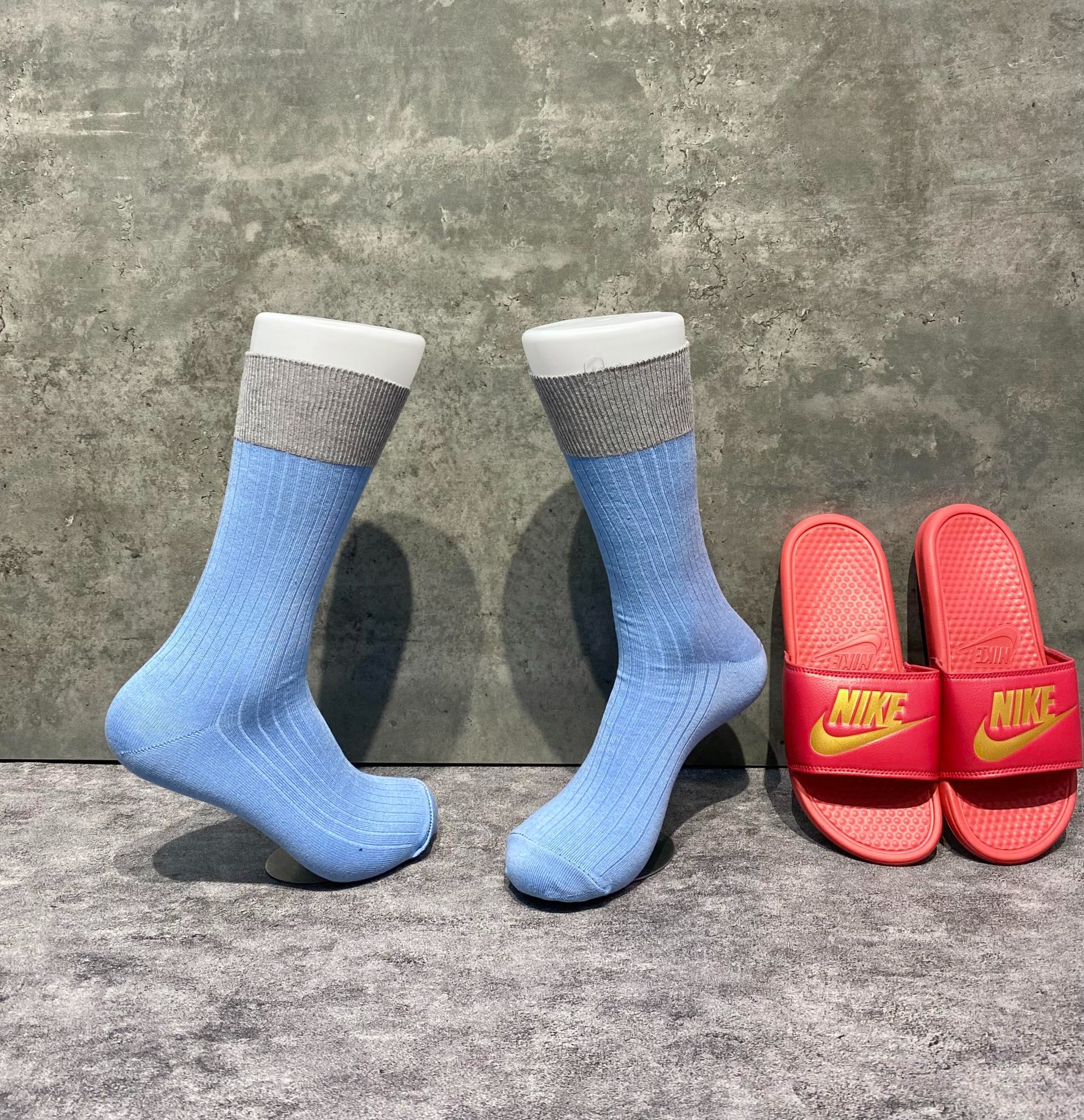 Phụ Kiện Chính Hãng - Tất Uniqlo Heattech Color Block Socks 'Xanh Nhạt' (5 đôi/pack ) - TUQ-013