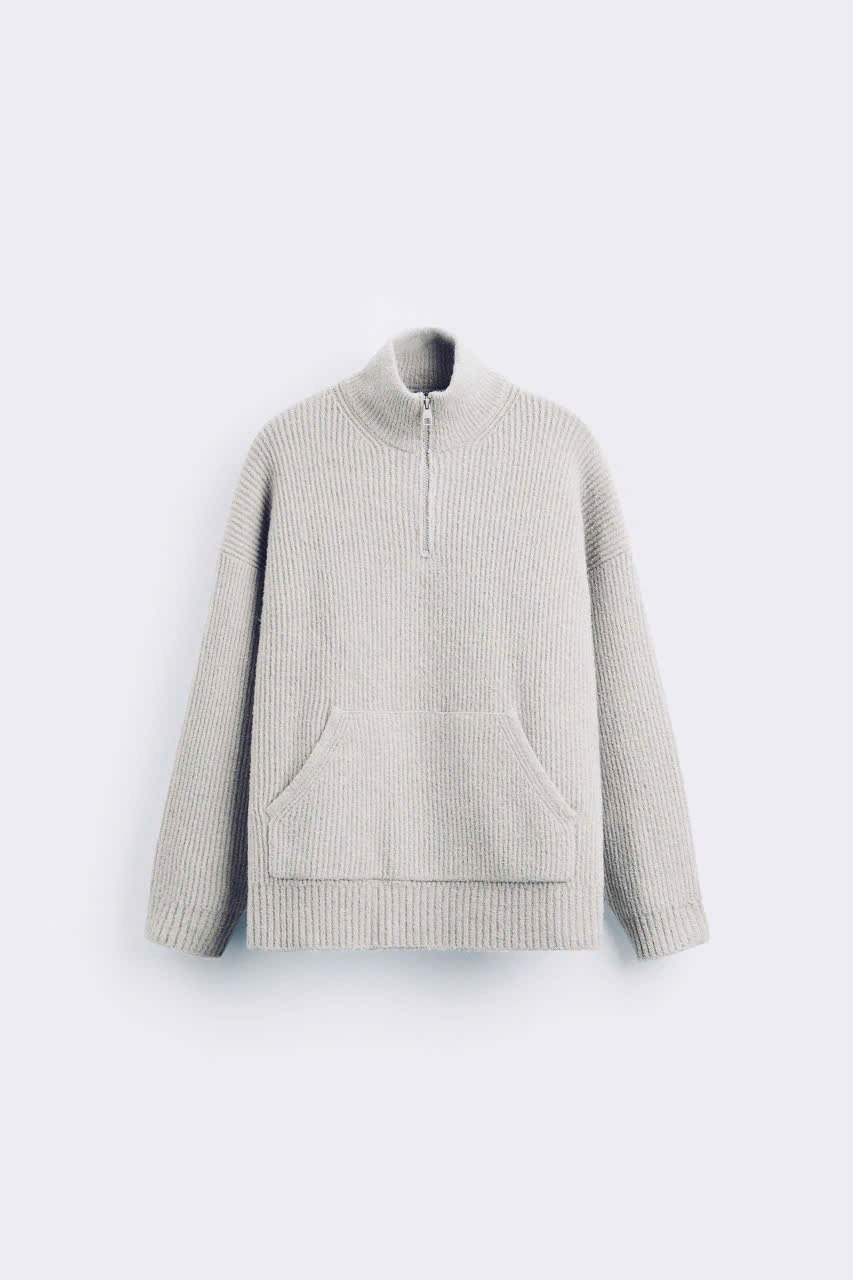 Áo Sweater Chính Hãng - Áo Len Zara Quarter Zip Sweater 'Grey' - ALZQZ-196