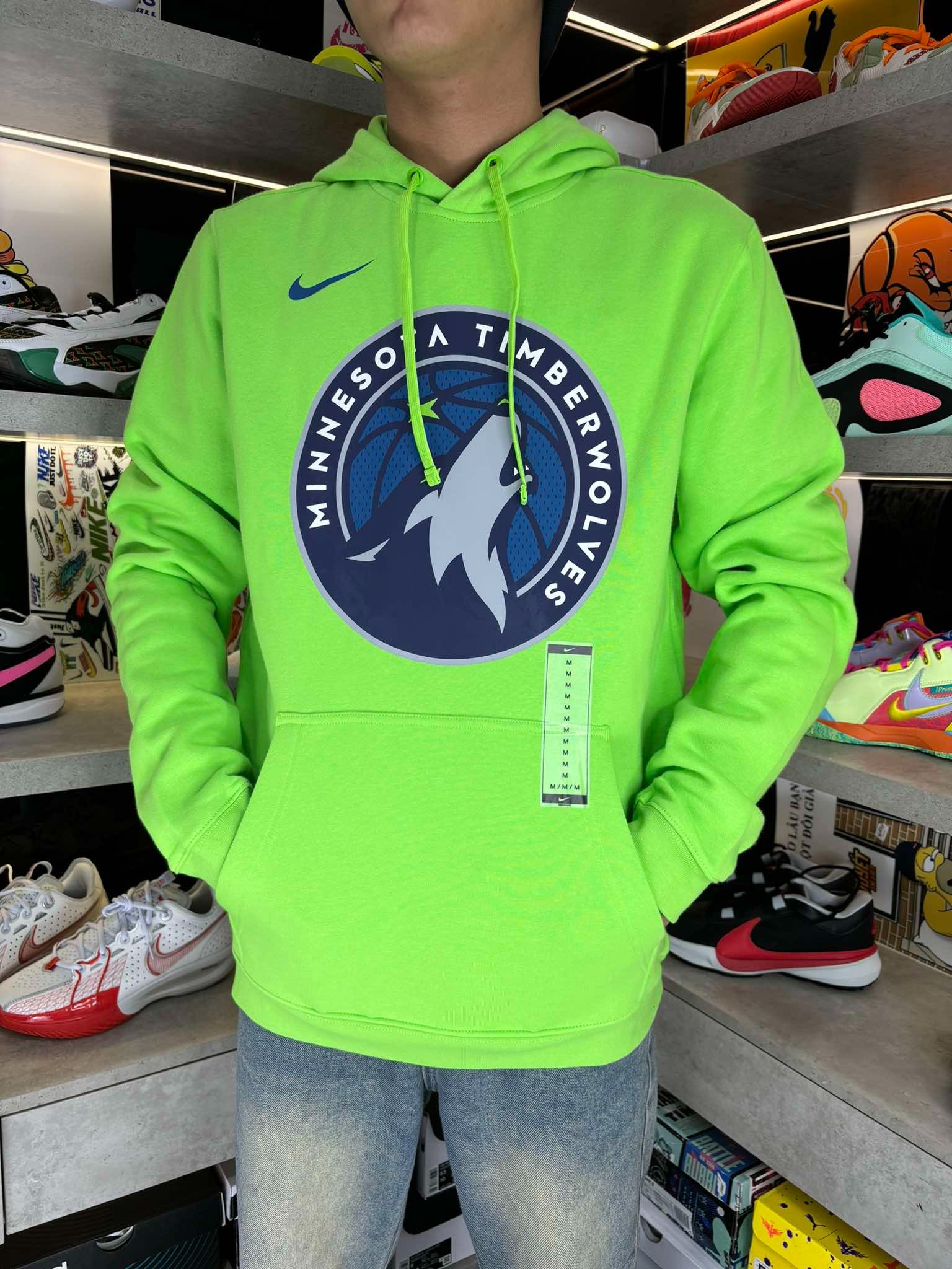 Áo Hoodie Chính Hãng - Nike Men's Fanatics Minnesota Timberwolves Primary 'Neon Green' - AV6547-308