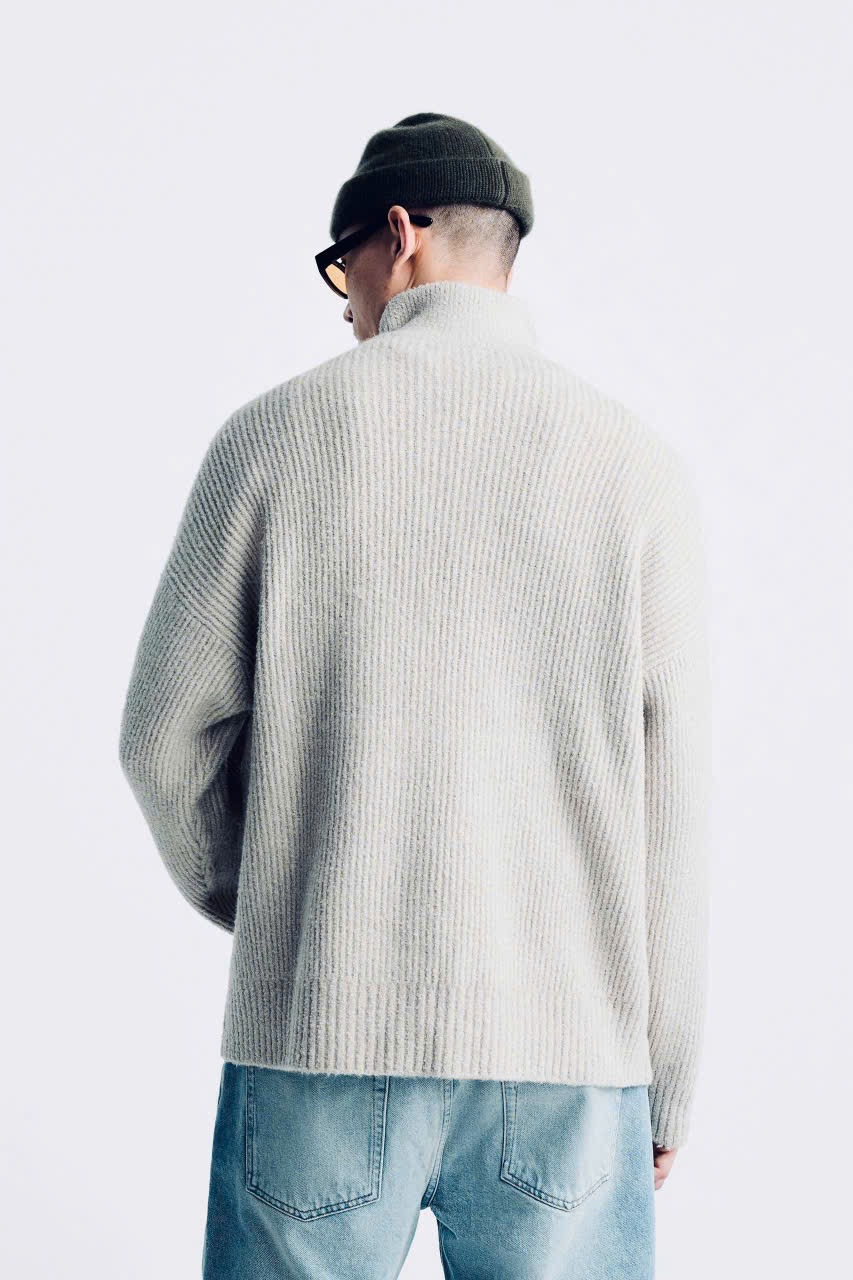 Áo Sweater Chính Hãng Áo Len Zara Quarter Zip Sweater 'Grey' ALZQZ196