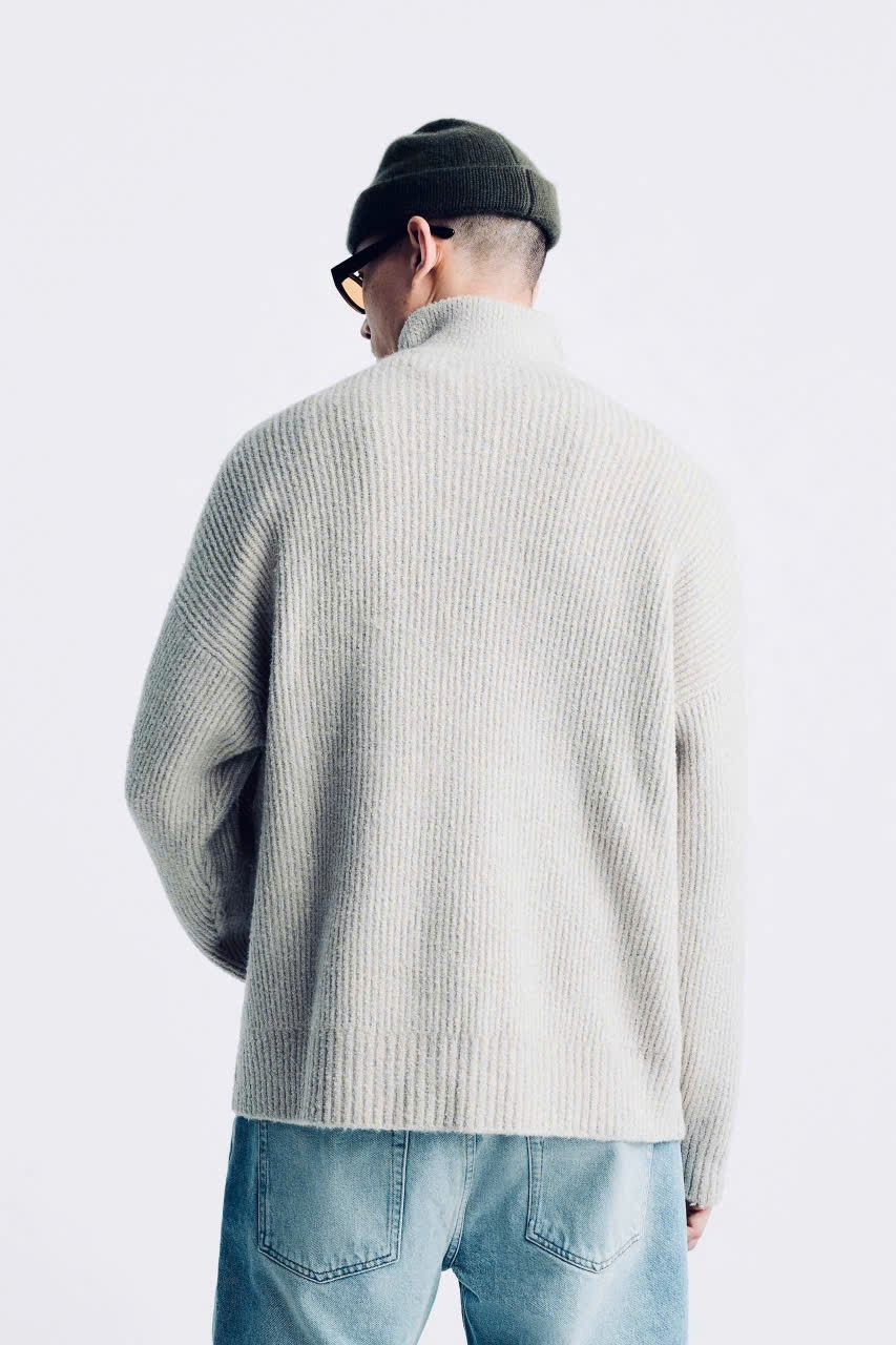 Áo Sweater Chính Hãng - Áo Len Zara Quarter Zip Sweater 'Grey' - ALZQZ-196