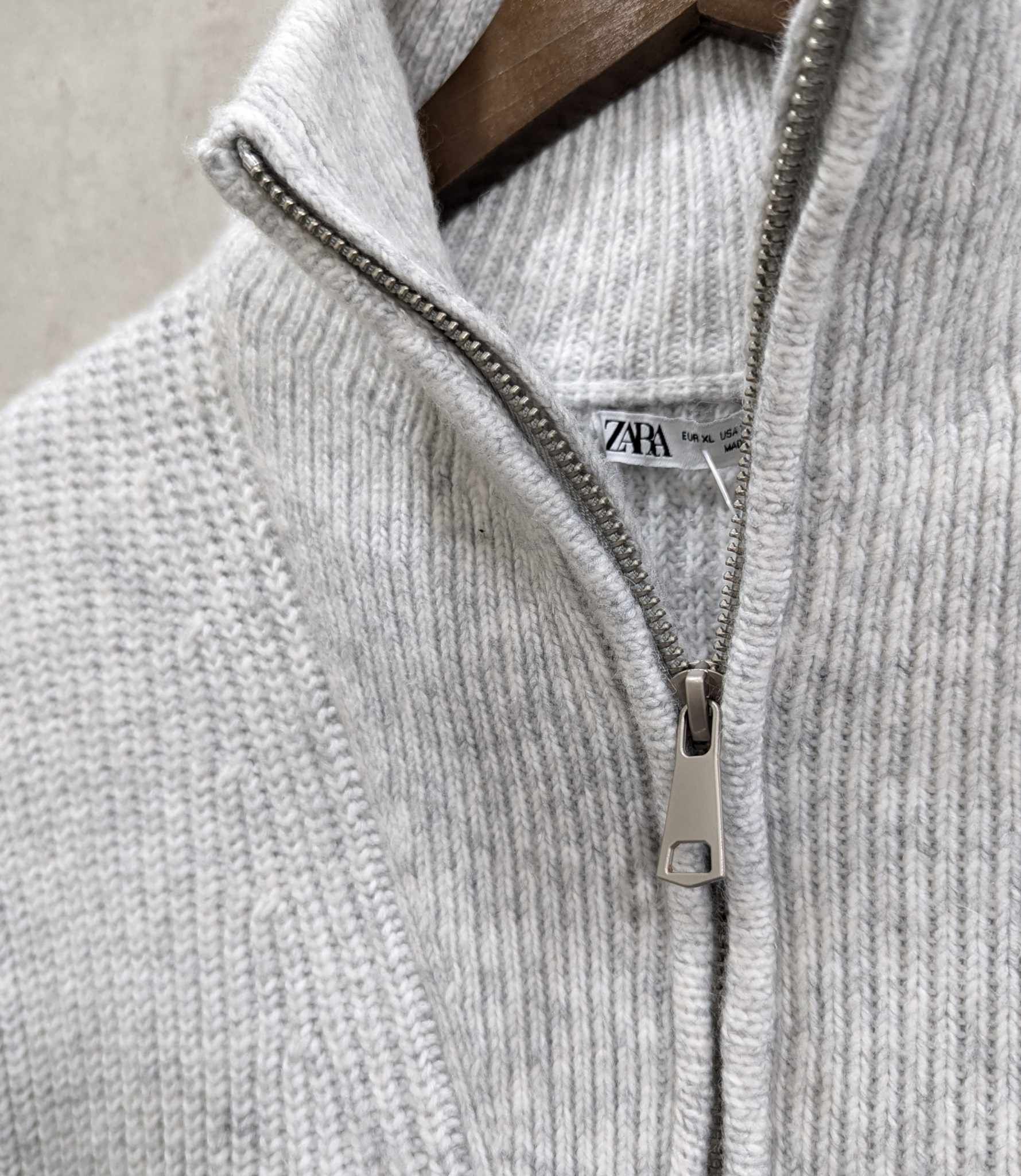 Áo Sweater Chính Hãng - Áo Len Zara Quater Zip Grey - SLG-031
