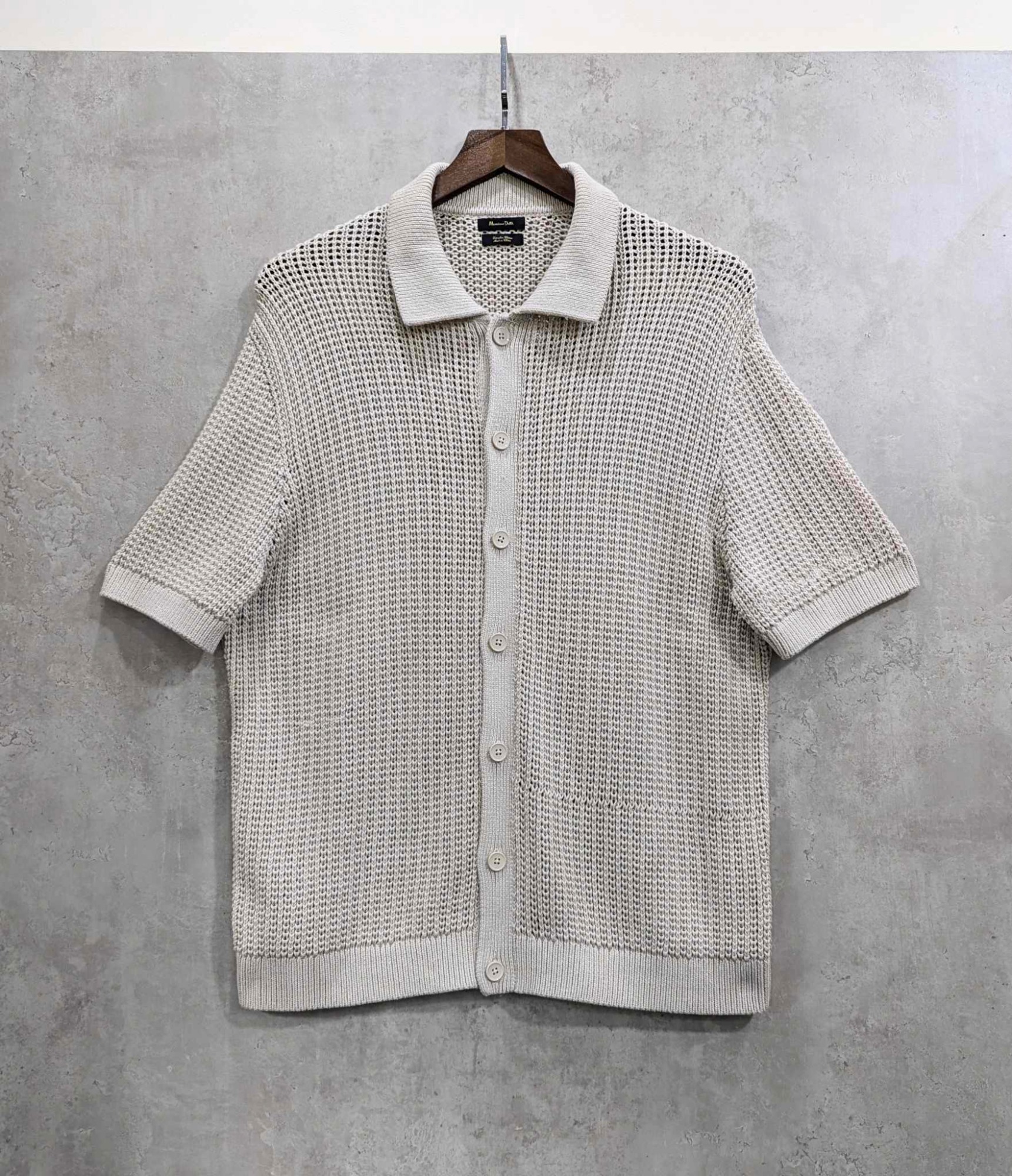 Áo Sơ Mi Len Chính Hãng - Massimo Dutti Short Sleeve With Buttons Cardigan 'Beige' - M3I22Q0GJ-B11