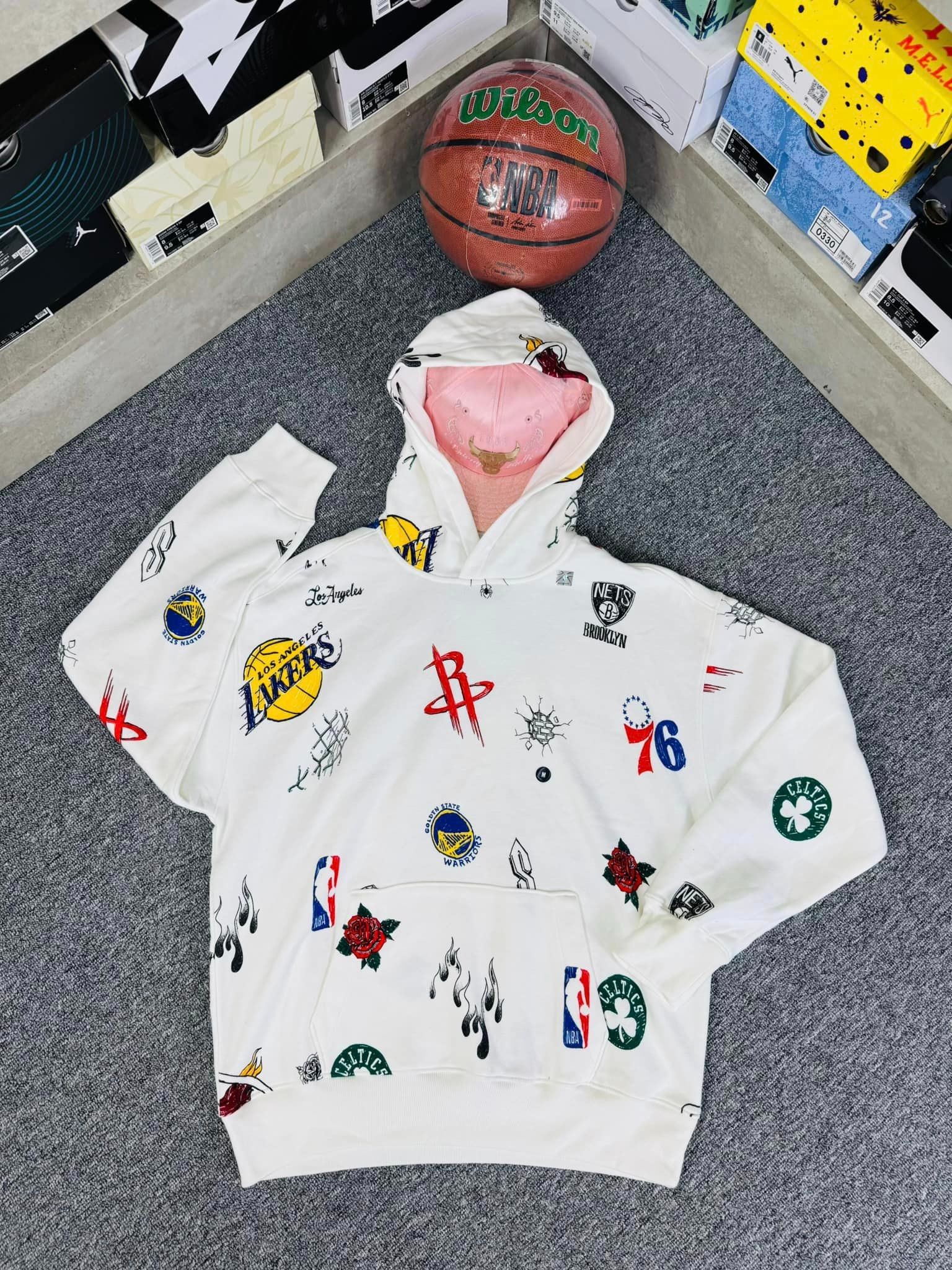 Áo Hoodie Chính Hãng - Hollister Team NBA Basketball  'White' - 355028-100