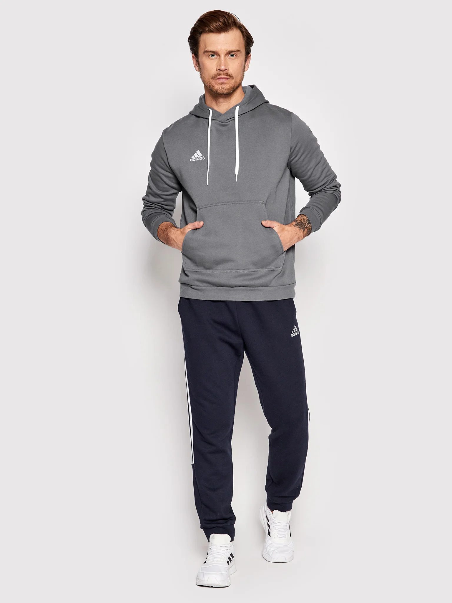 Áo Hoodie Chính Hãng - Adidas Entrada 22 Grey/White Sweat Hoody - HB0578