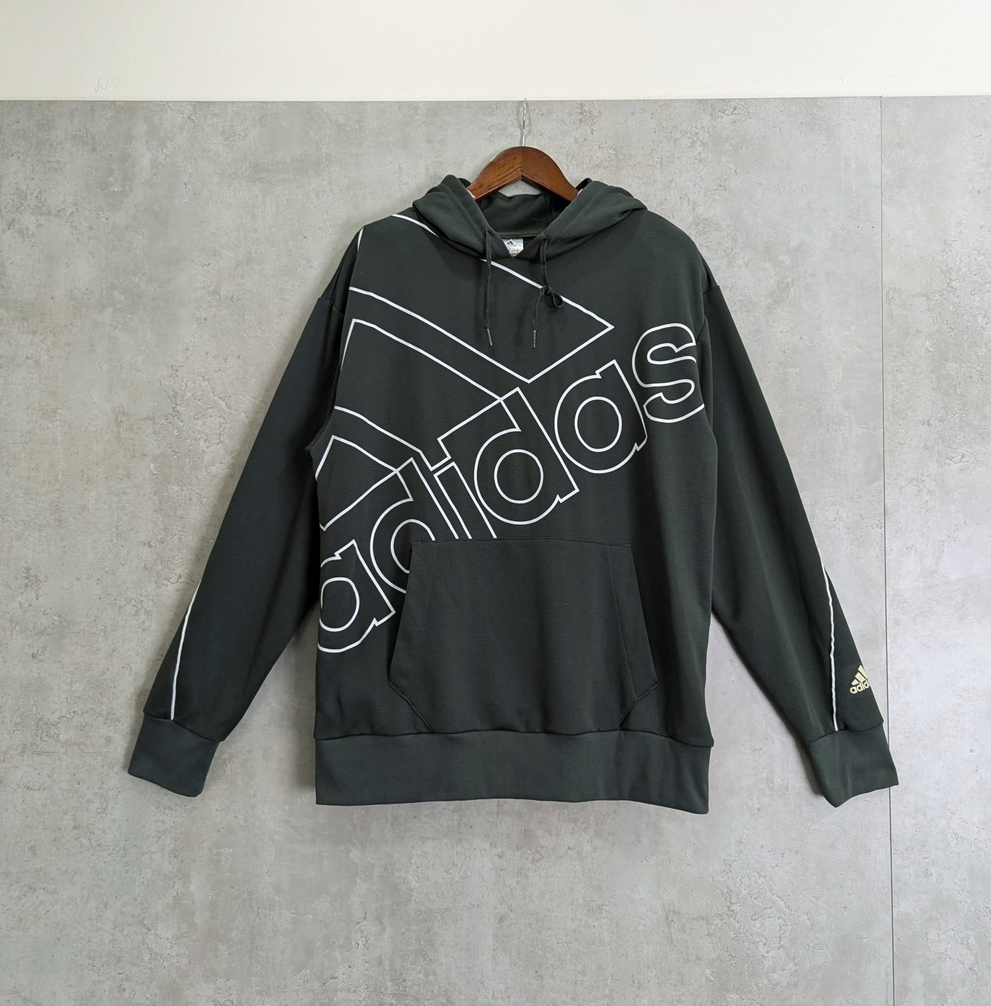 Áo Hoodie Chính Hãng - Adidas Sudadera Con Capucha Giant Logo '' Olive'' - GK9369-395