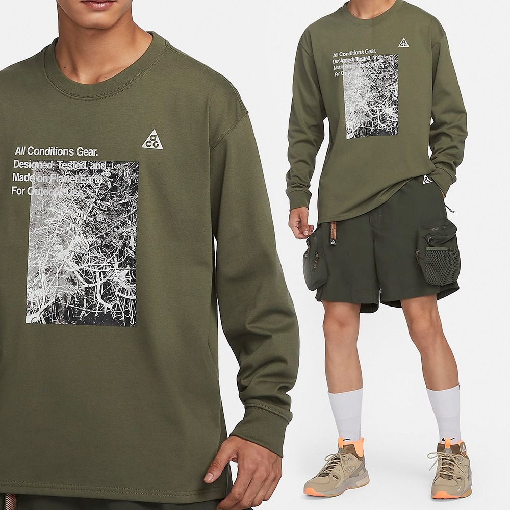 Áo Sweater Chính Hãng - Nike ACG Men's Military Green Graffiti Long-Sleeve Top 