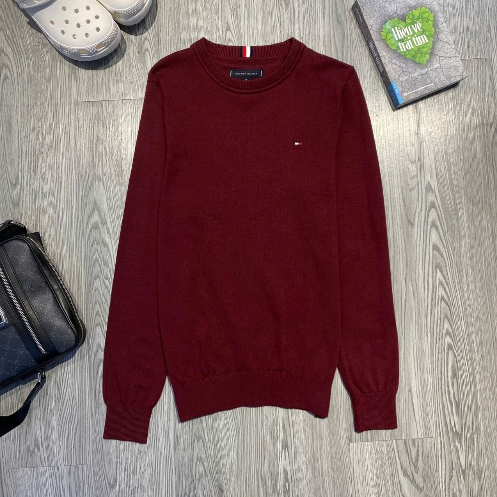 Áo Sweater Chính Hãng - Áo Len Tommy Hilfiger 'Dark Red' - 78J8222-07