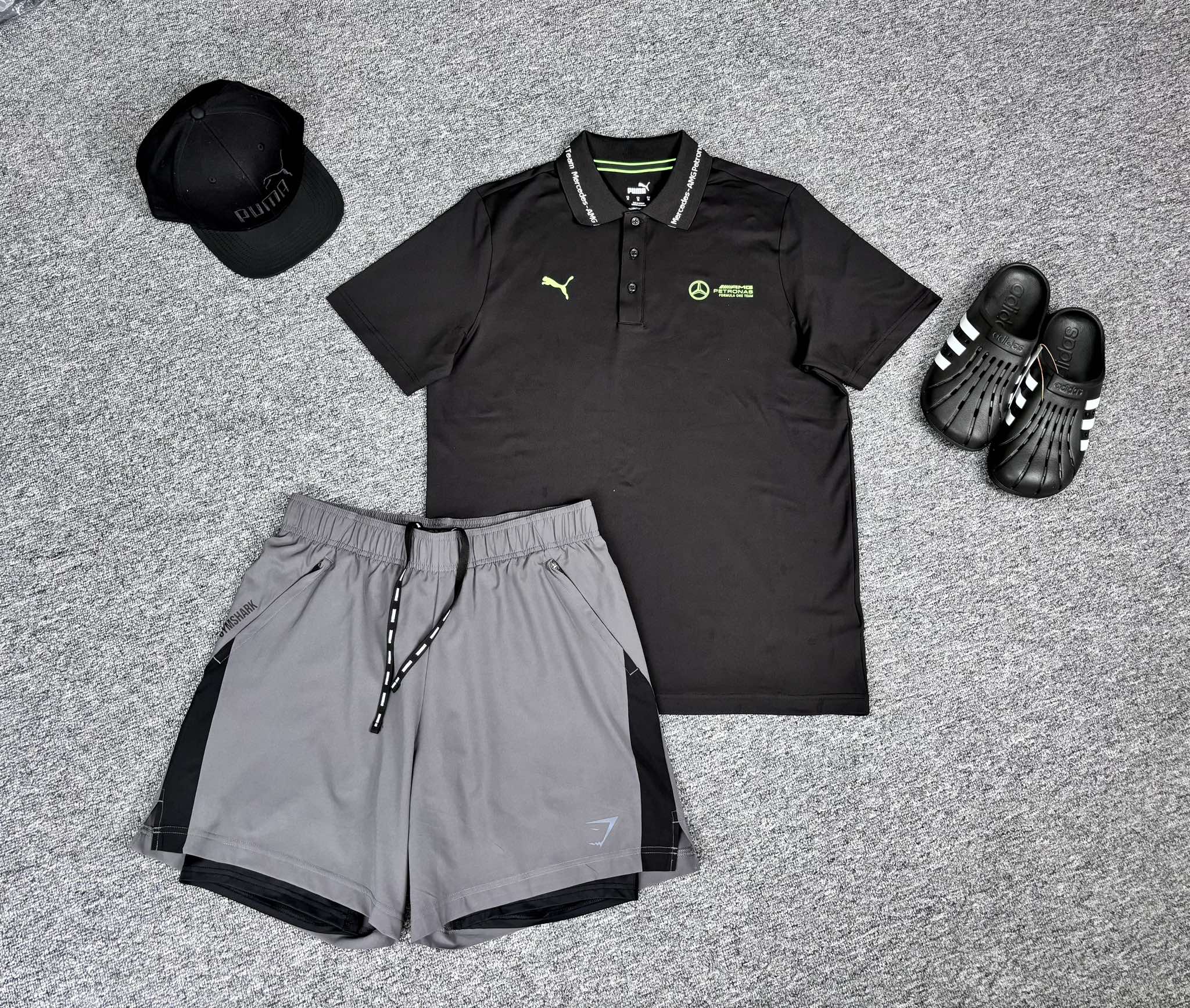 Quần Short Chính Hãng - Gymshark Logo Thêu Nổi 'Grey' - GS-060