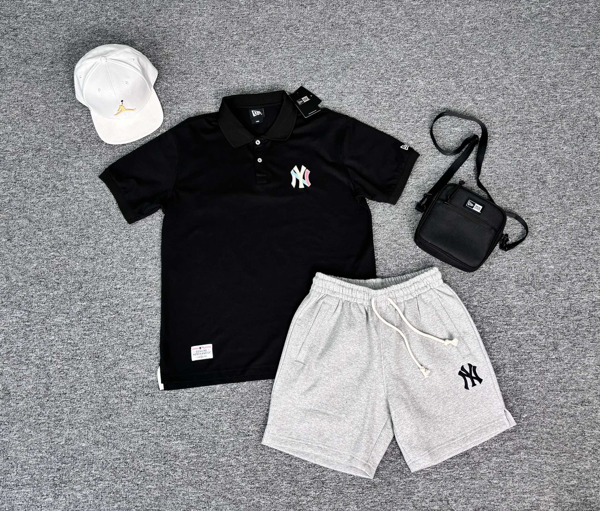 Áo Polo Chính Hãng - Newera Polo Shirt New York Color Logo 'Black' - 13789095