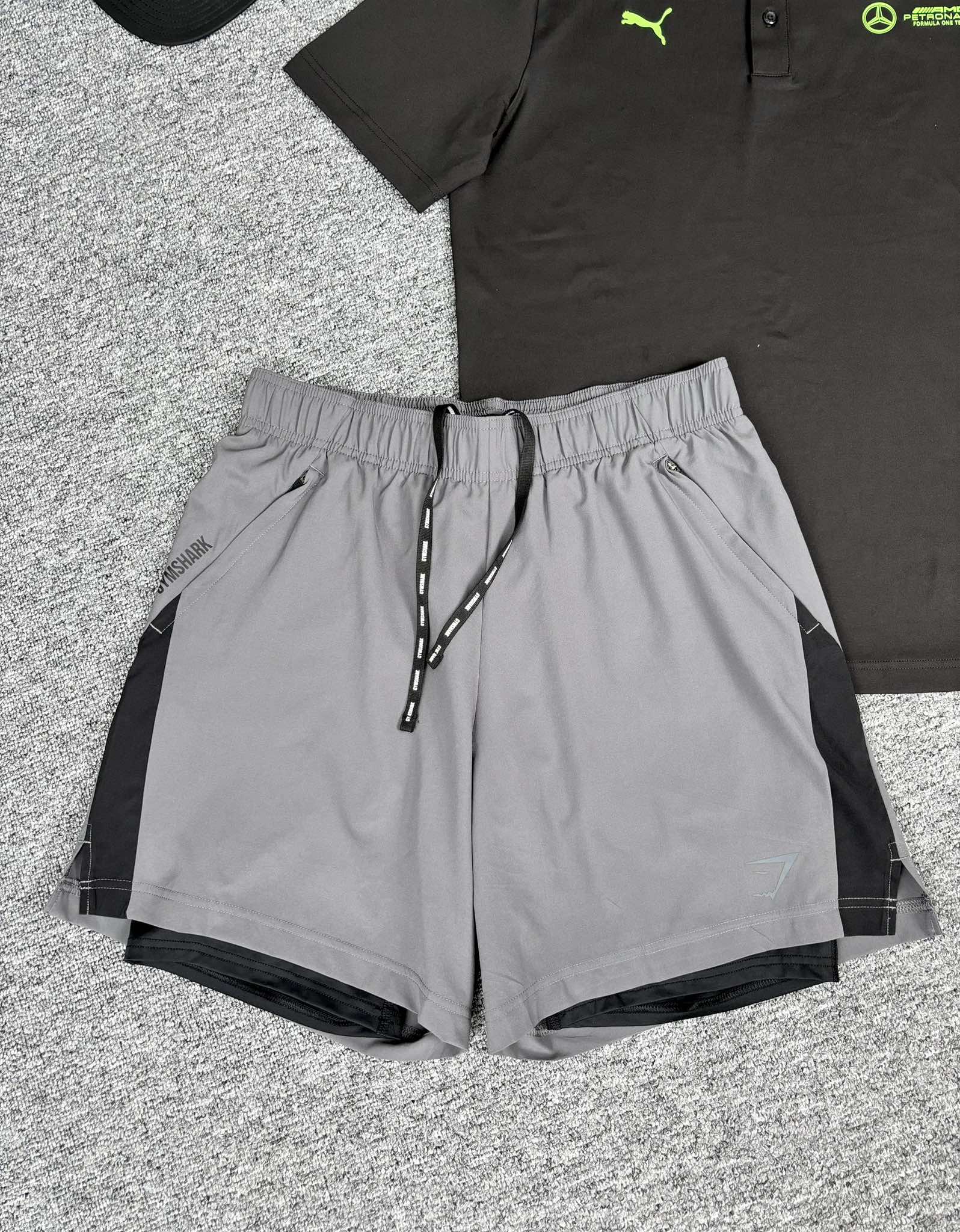 Quần Short Chính Hãng - Gymshark Logo Thêu Nổi 'Grey' - GS-060
