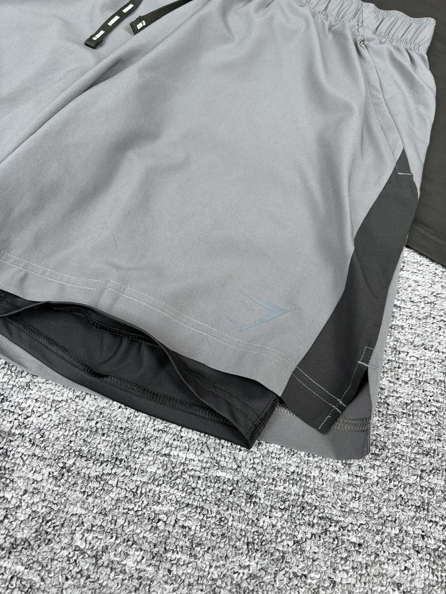 Quần Short Chính Hãng - Gymshark Logo Thêu Nổi 'Grey' - GS-060