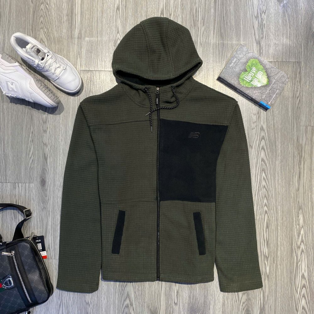 Áo Khoác Chính Hãng - New Balance Men’s Hoodie Jacket Dark Olive/Black - NB471287