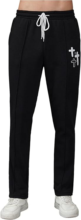 Quần Dài Chính Hãng - GORGLITTER Men's Cross Graphic Stacked Sweatpants Drawstring Waist Casual Jogger Pants 