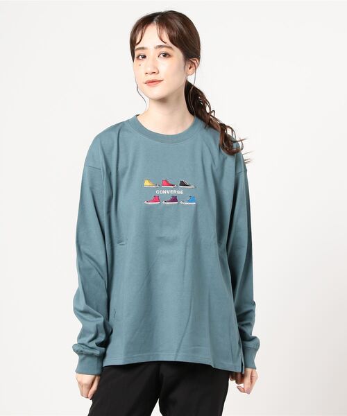 Áo Sweater Chính Hãng -  Converse Thêu Logo Trơn Ringer Xanh - 04735534-55