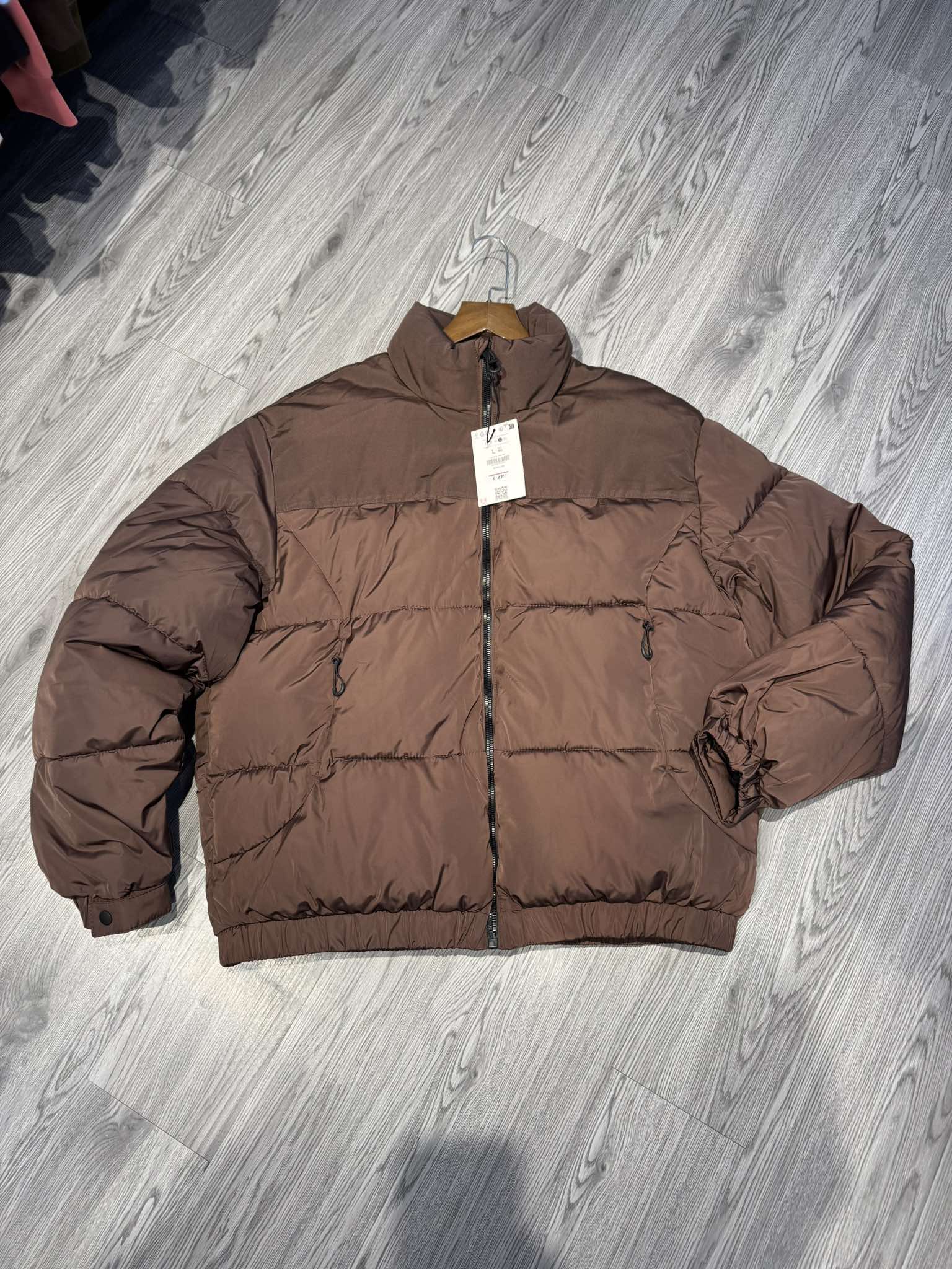 Áo Khoác Chính Hãng - Bershka Technical puffer jacket 'Brown' - 6770/046/700