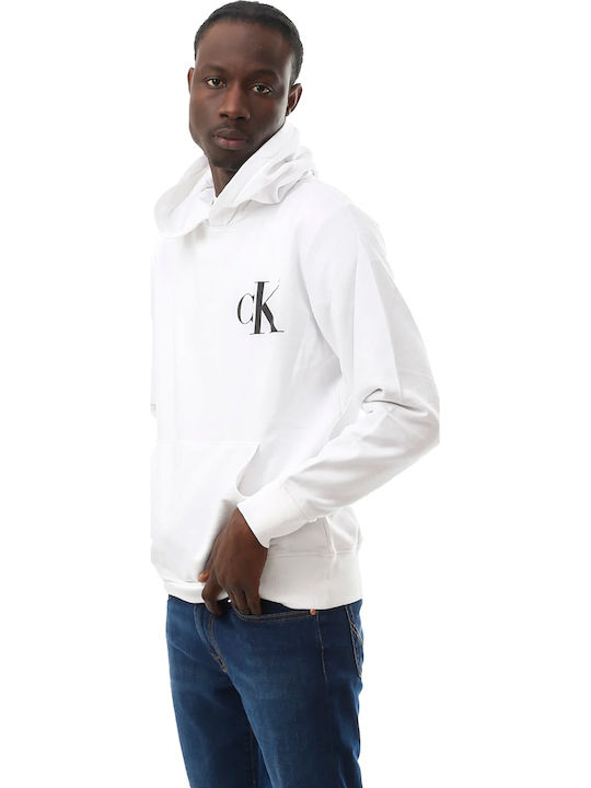 ÁO HOODIE CHÍNH HÃNG - Calvin Klein Sweatshirt with Hood Bright White - J30J324699-YAF