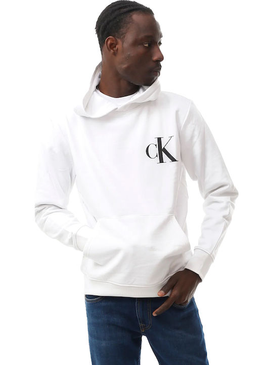 ÁO HOODIE CHÍNH HÃNG - Calvin Klein Sweatshirt with Hood Bright White - J30J324699-YAF