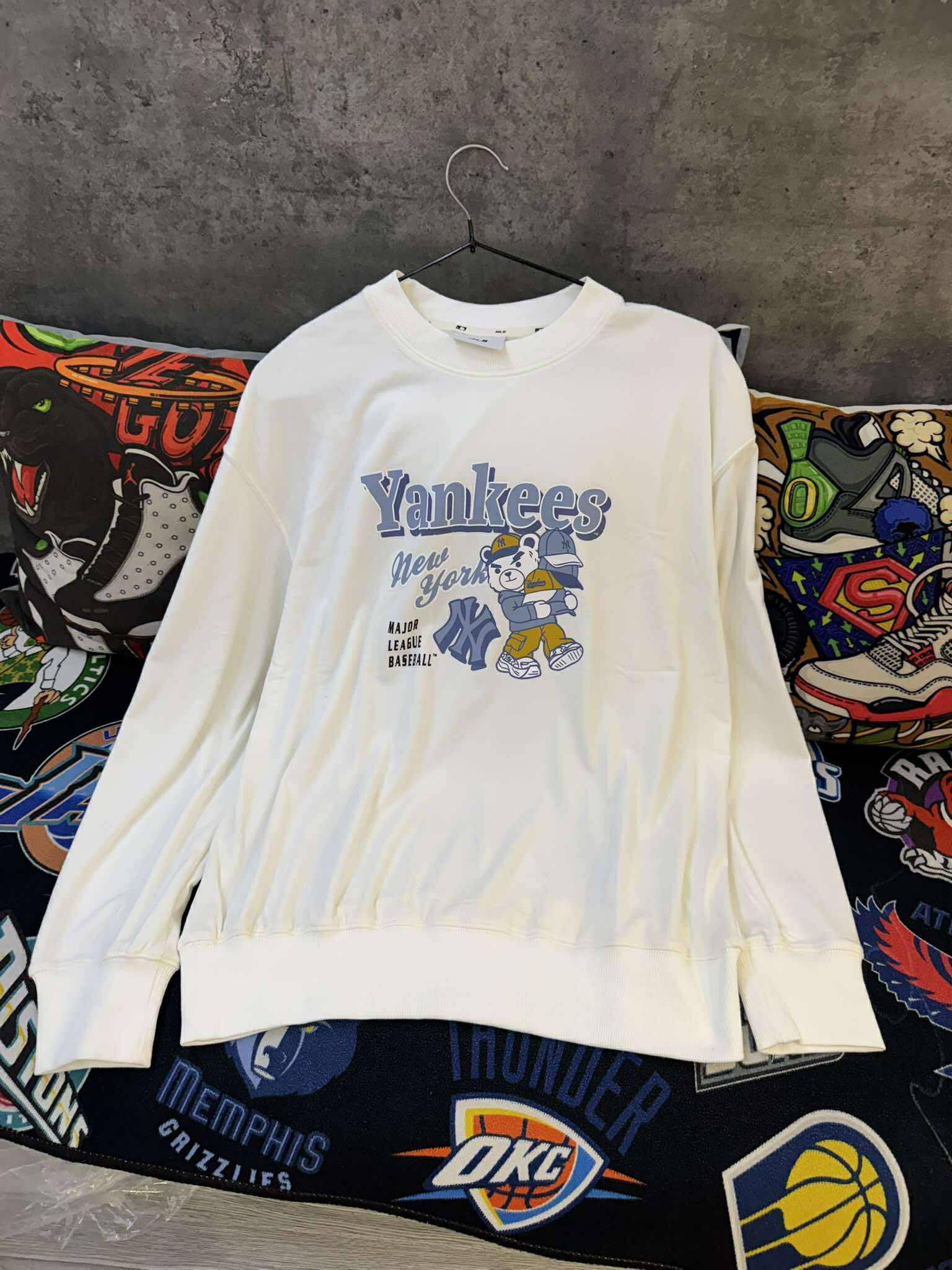 Áo Sweater Chính Hãng - Áo Nỉ Da Cá MLB NY Yankees New York 'White' - 13949871
