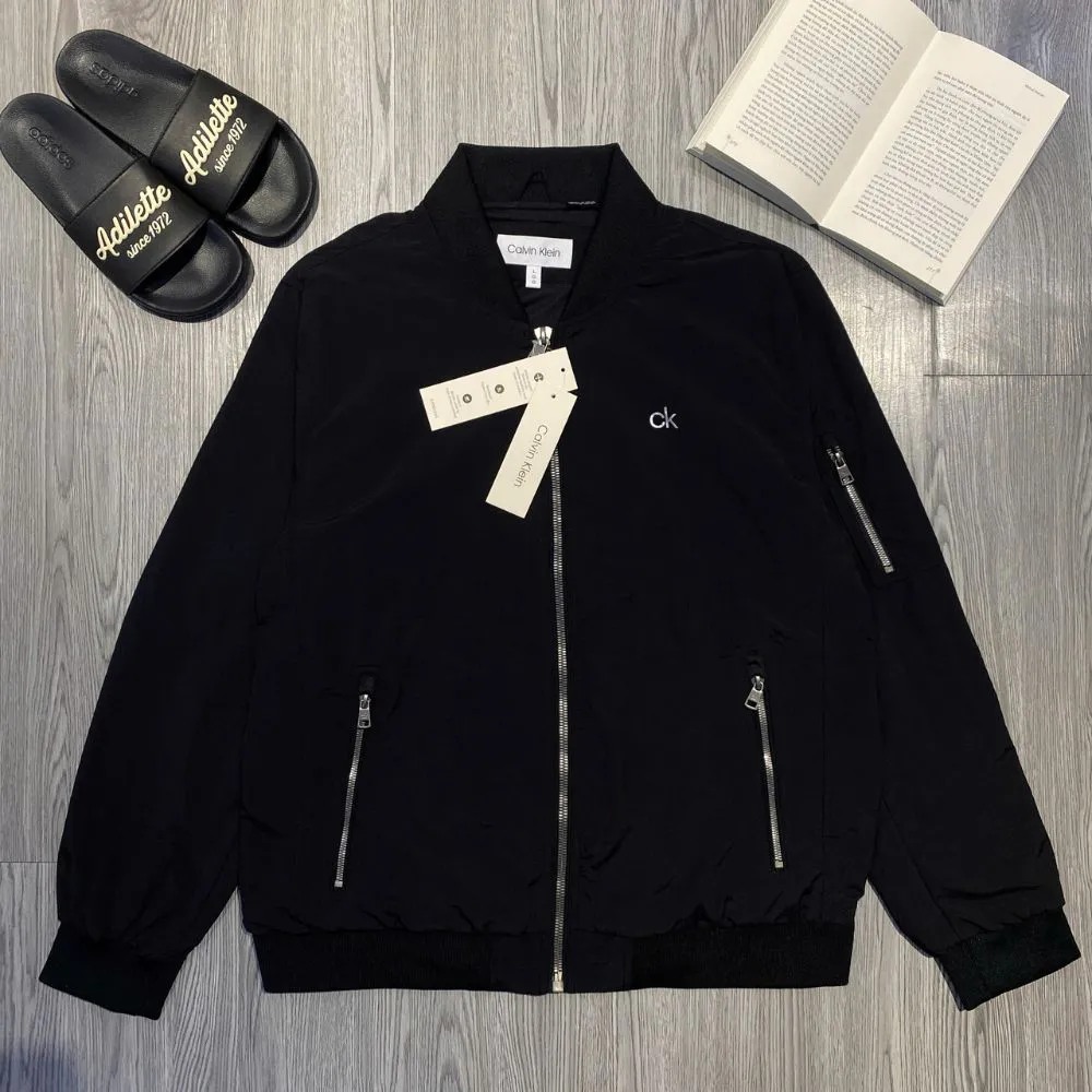 Áo Khoác Chính Hãng - CALVIN KLEIN Solid Full Zip Bomber Jacket Men's - CM107904-BLK