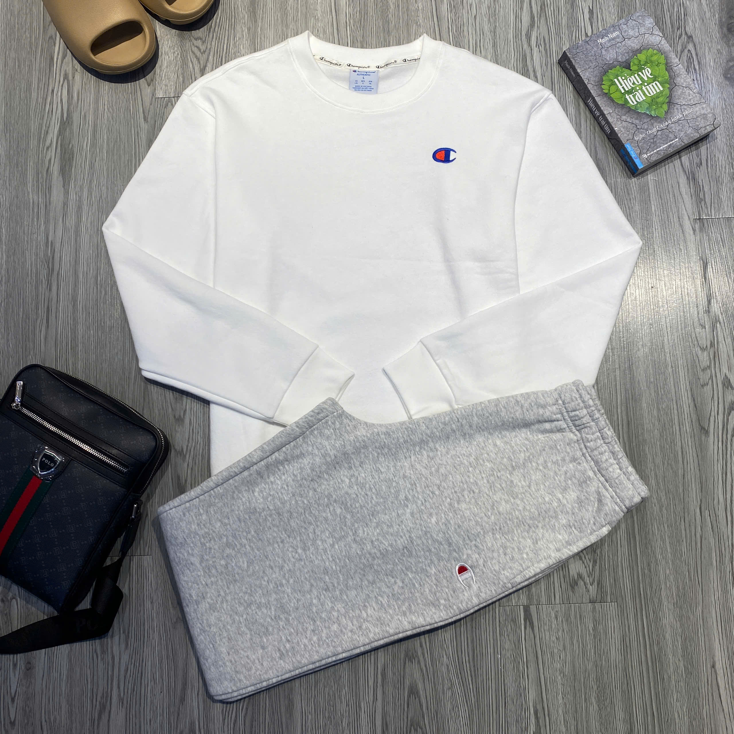 Quần Dài Chính Hãng - Quần Nỉ Bông Champion 'Gray White' - GF07-928