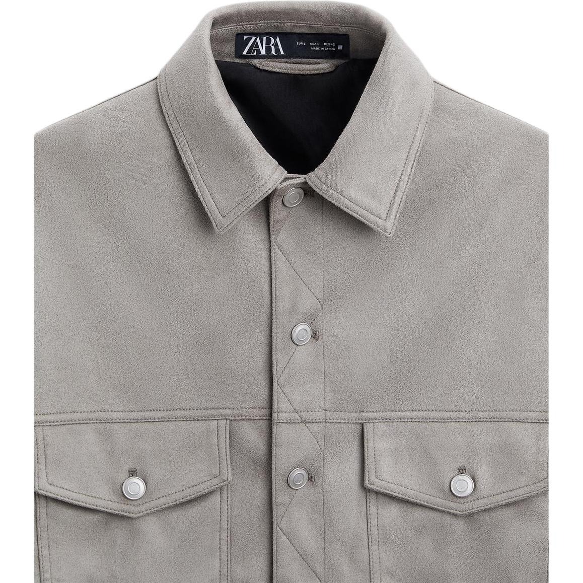 Áo Khoác Chính Hãng - Zara Boxy Fit Faux Suede Trucker Jacket 