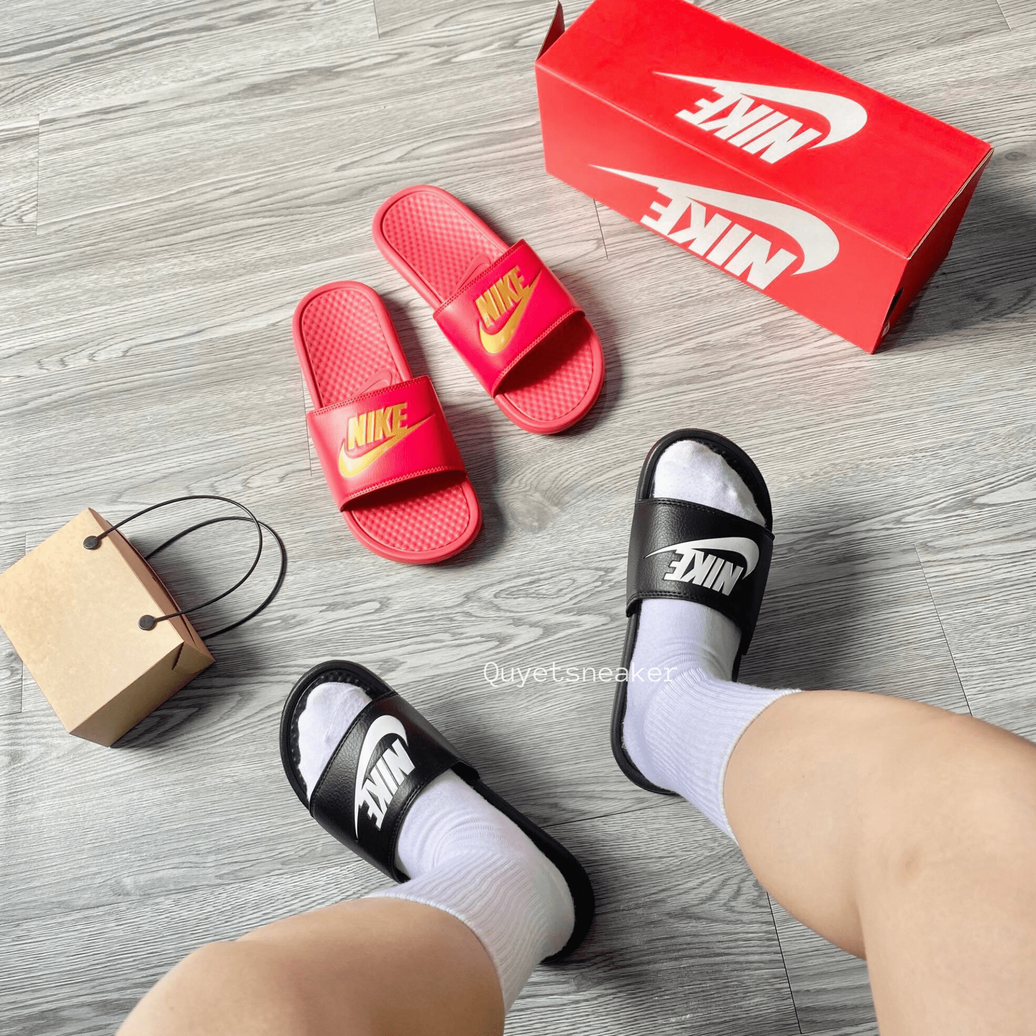 DÉP CHÍNH HÃNG - Nike Benassi Red/Gold - 343880-602