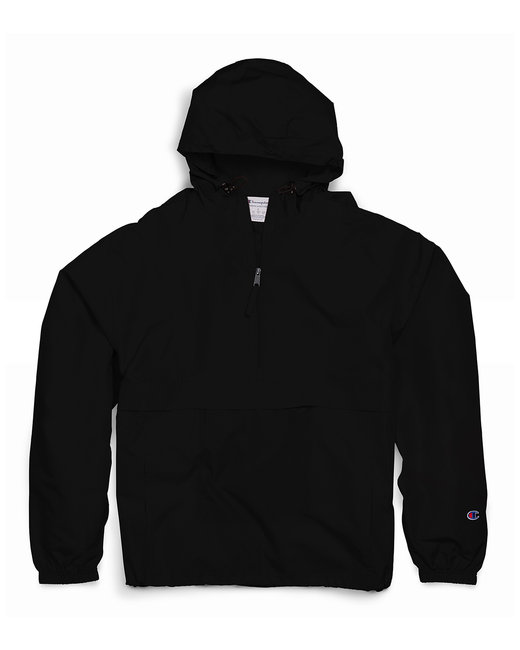 ÁO HOODIE - Champion Adult Packable Anorak 1/4 Zip Jacket - CO200-Black