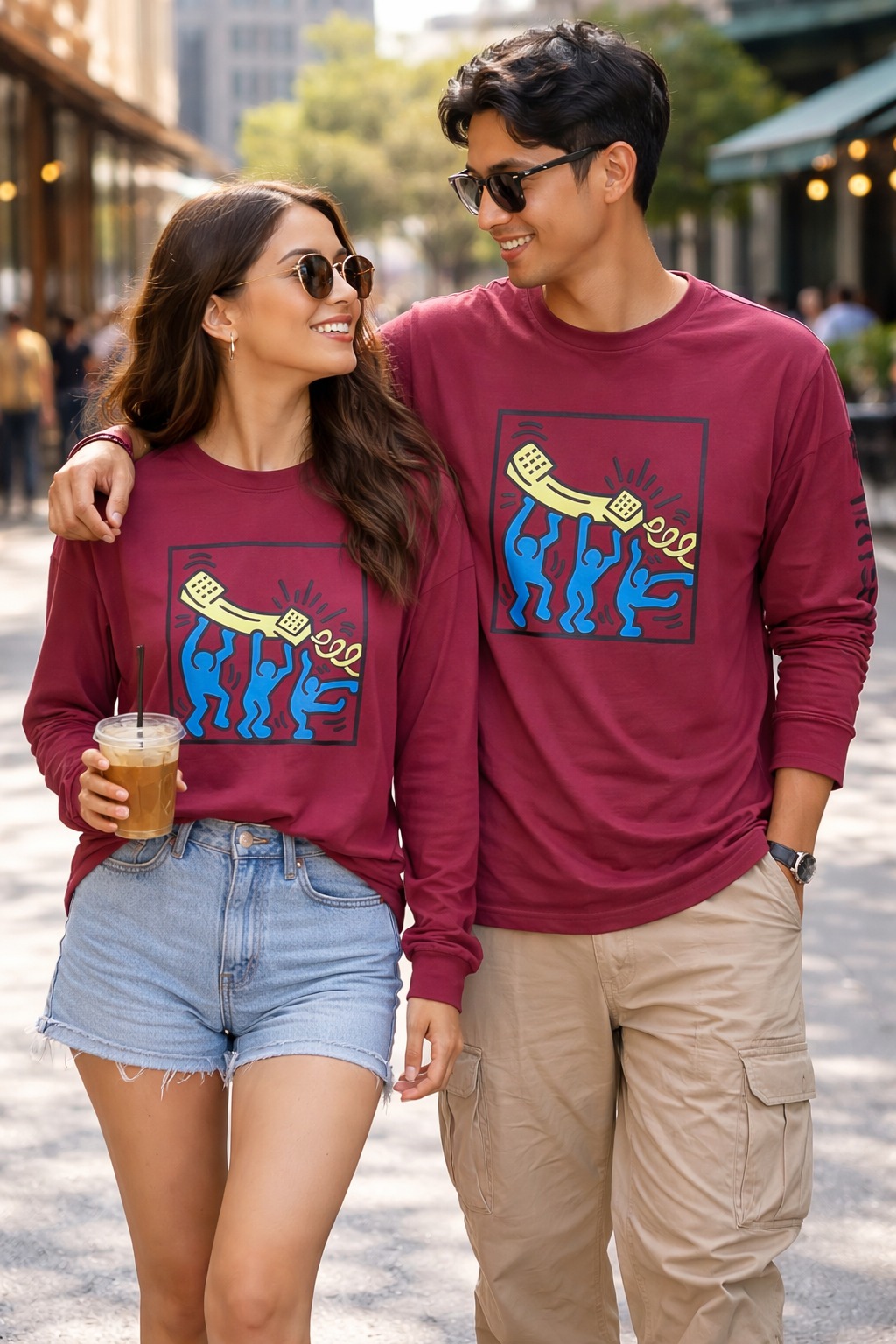 Áo Sweatshirts Chính Hãng - GAP Men's Keith Haring Graphic 'Dark Red' - AGAP-044