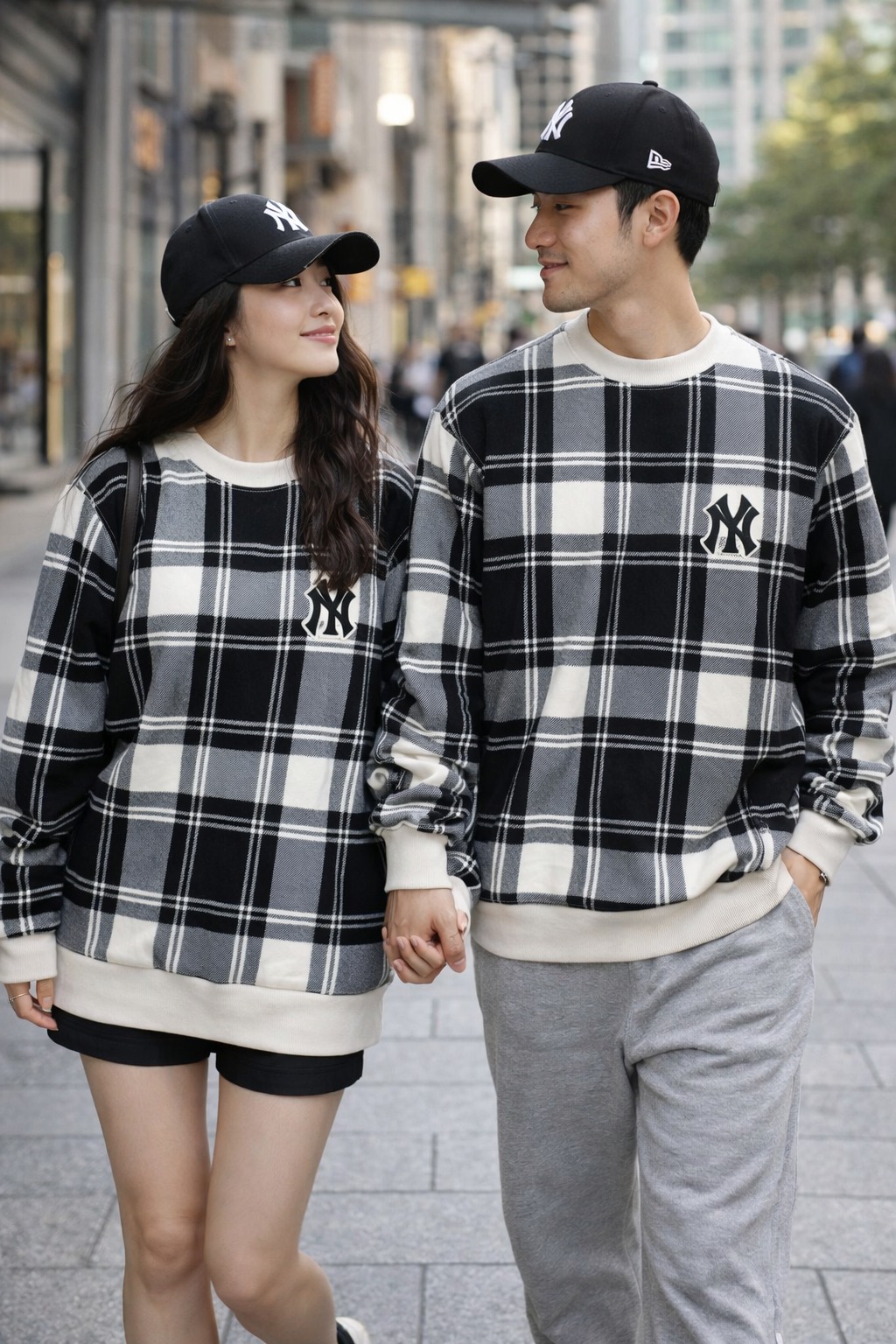 Áo Sweater Chính Hãng - Áo Nỉ MLB Check Front Overfit Sweatshirt New York Yankees - 3AMTC2114-50CRS