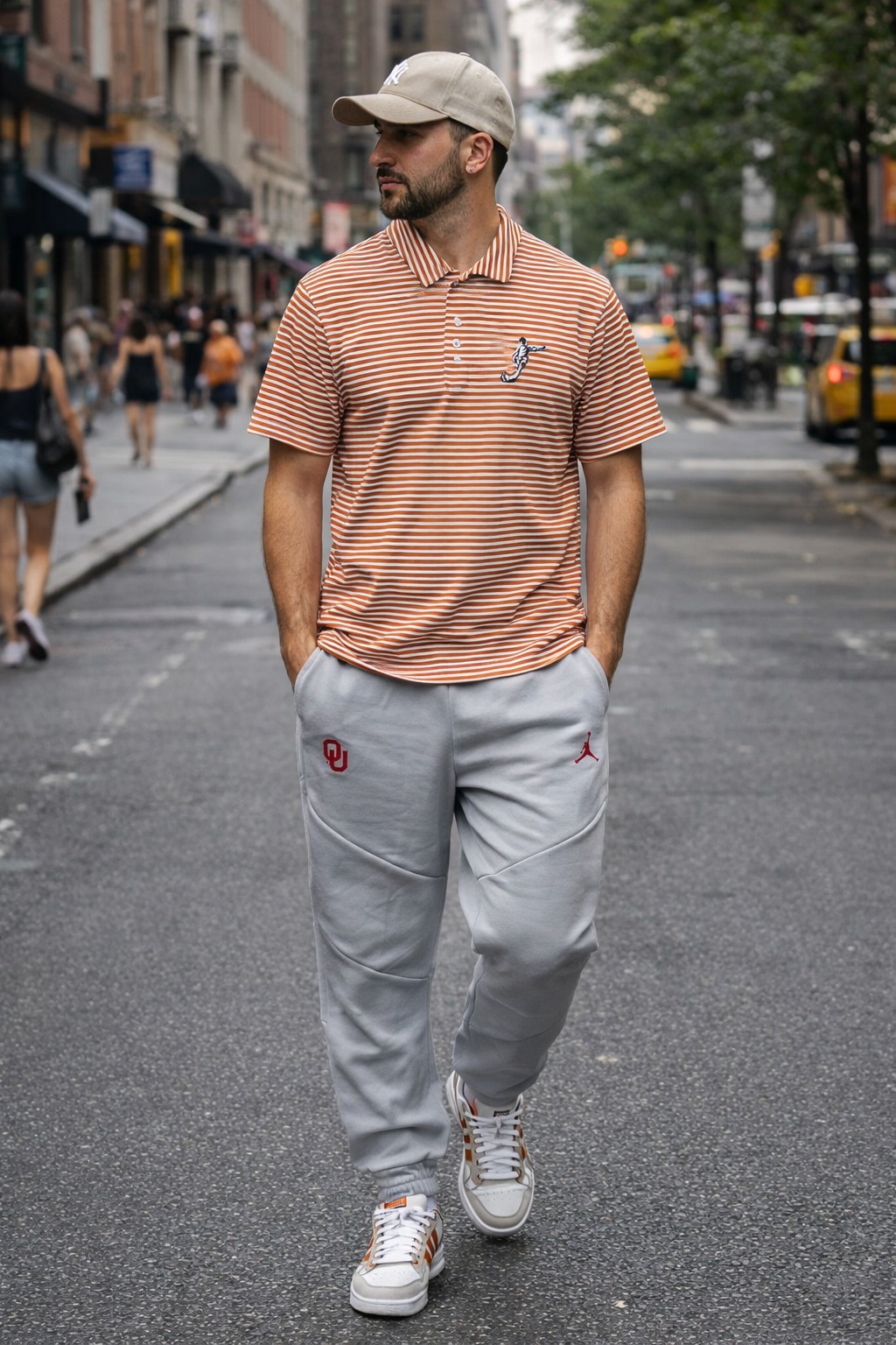 Áo Polo Chính Hãng - Nike Club Logo Football Kẻ Cam Đất - PNF-005