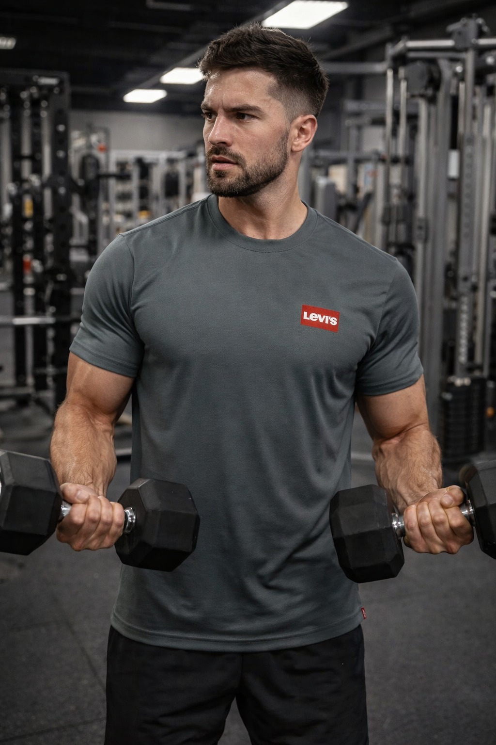 ÁO TSHIRTS CHÍNH HÃNG - Levi's® CREWNECK GRAPHIC Basic T-shirt - 79681-0000-Darkgrey