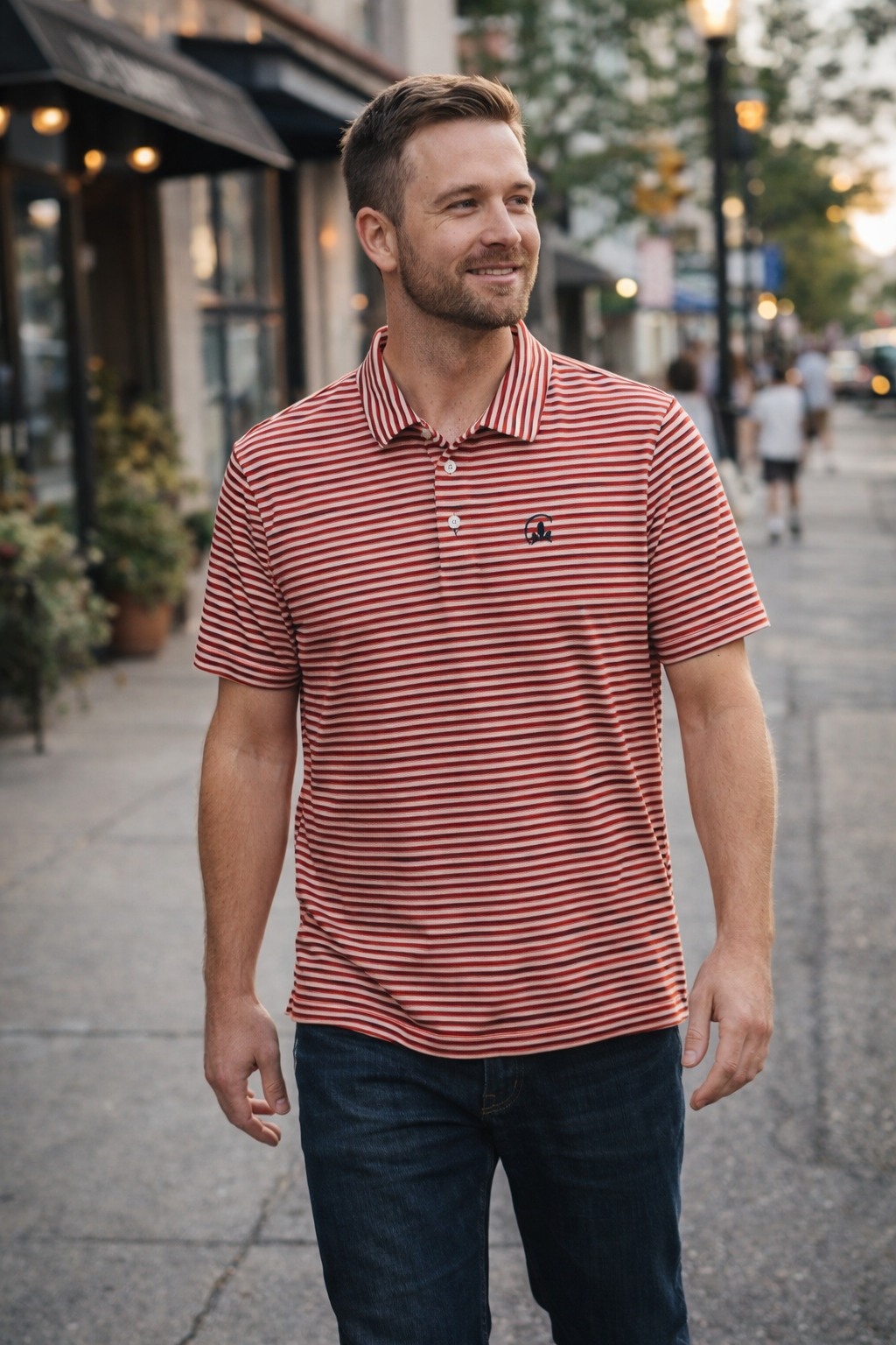 Áo Polo Chính Hãng - Nike Club Moon Star Kẻ Đỏ - CMS-01