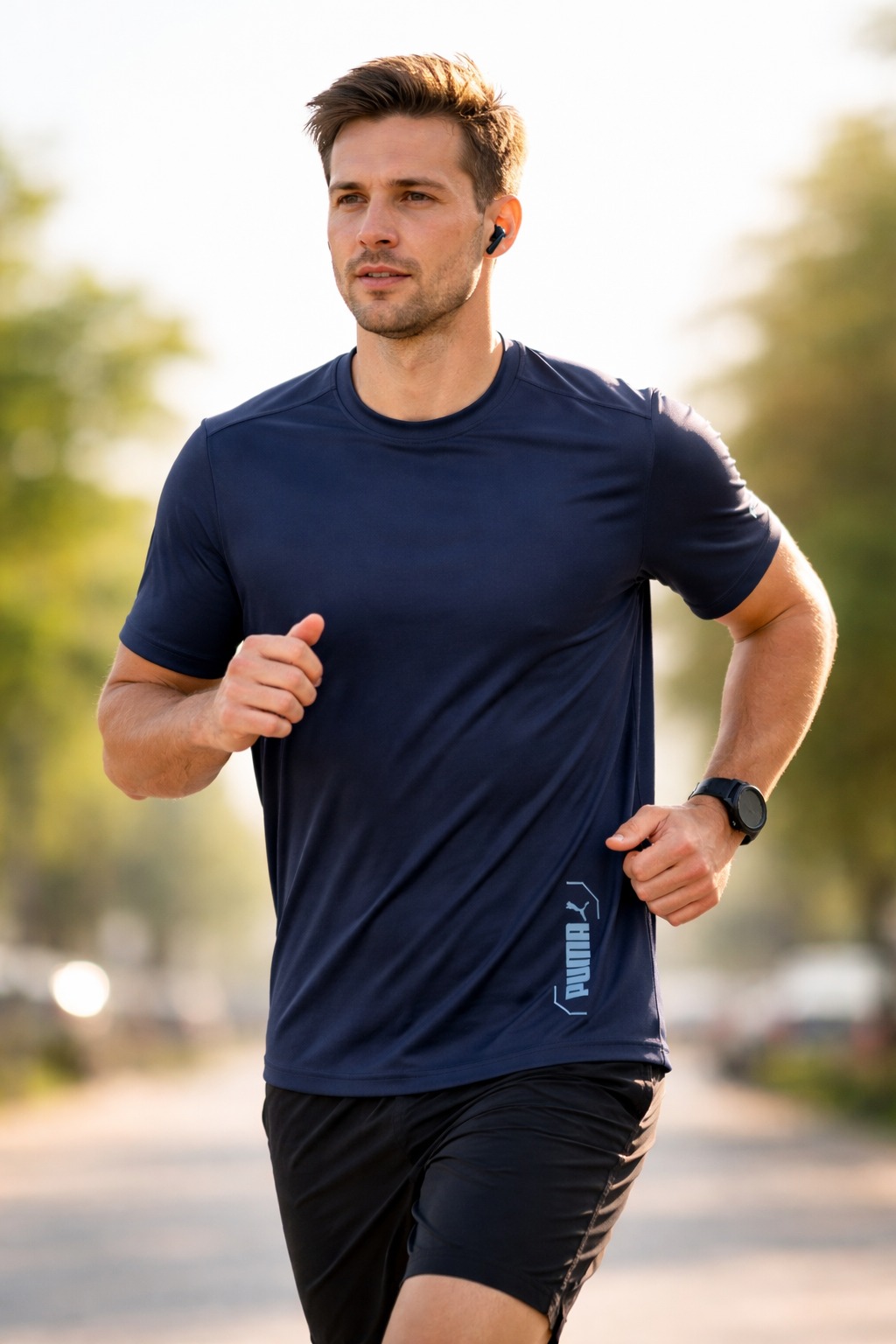 Áo Tshirts Chính Hãng - Puma Studio Man Run Fav Ss Tee 'Navy' - 919305-451