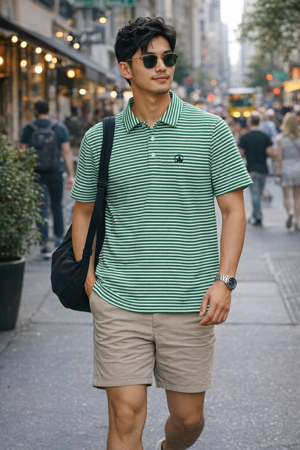Áo Polo Chính Hãng - Nike Club Moon Star Three Kẻ Xanh - PMS02