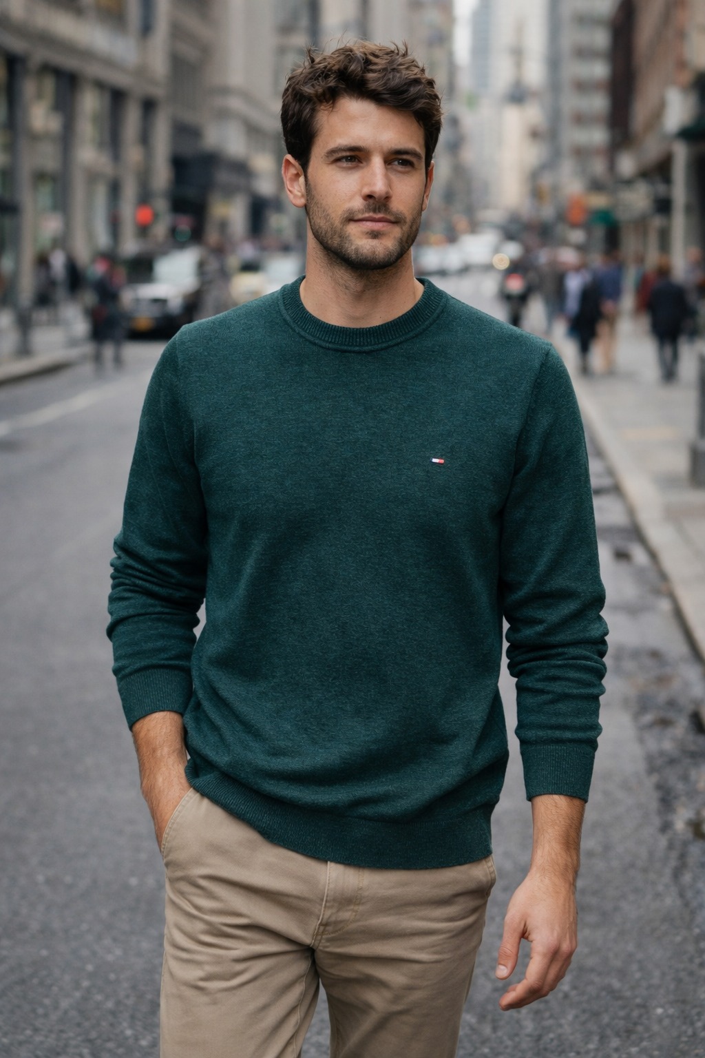 Áo Sweater Chính Hãng - Áo Len Tommy Hilfiger 'Xanh Bụi' - 78J8320-304