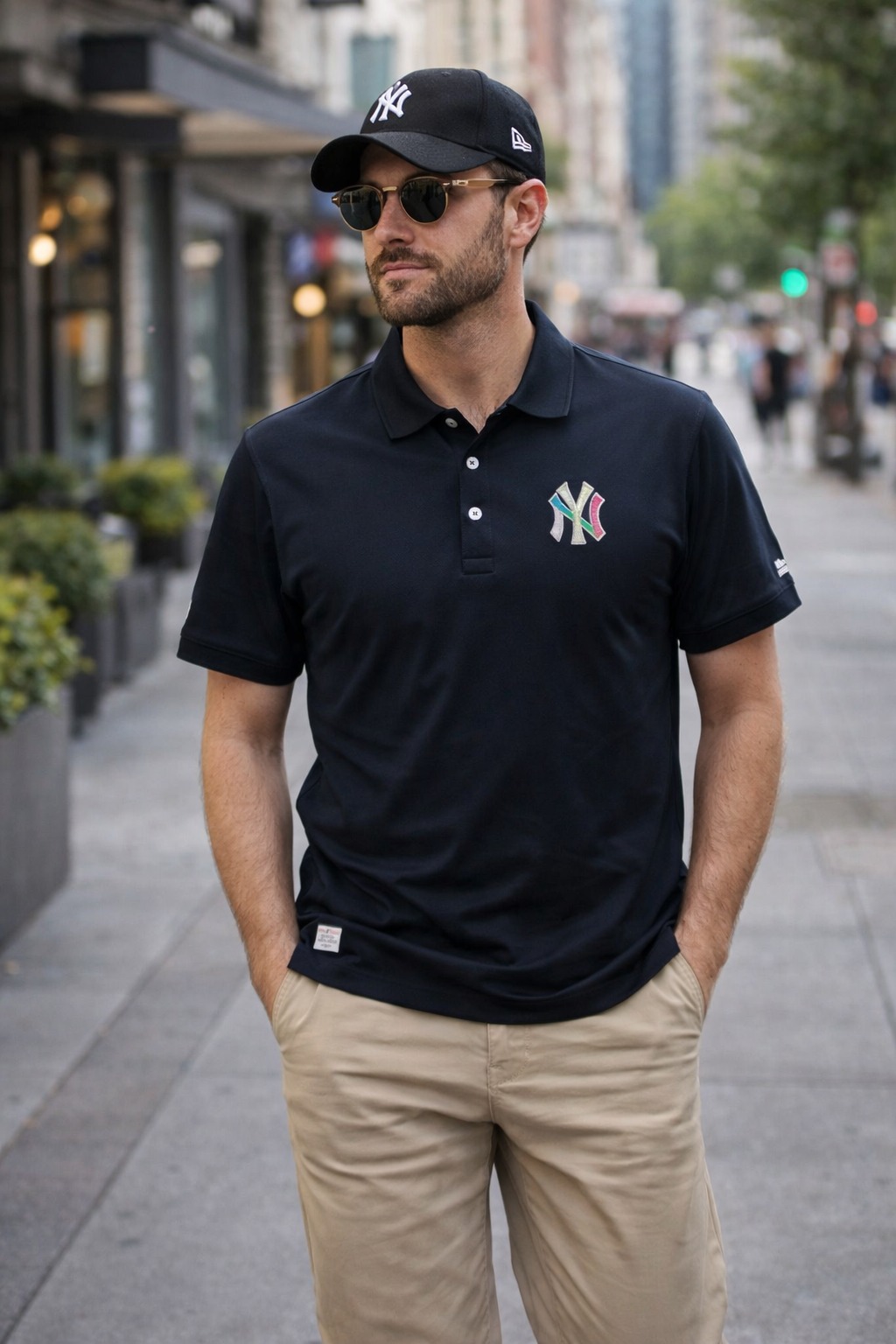 Áo Polo Chính Hãng - Newera Polo Shirt New York Color Logo 'Black' - 13789095