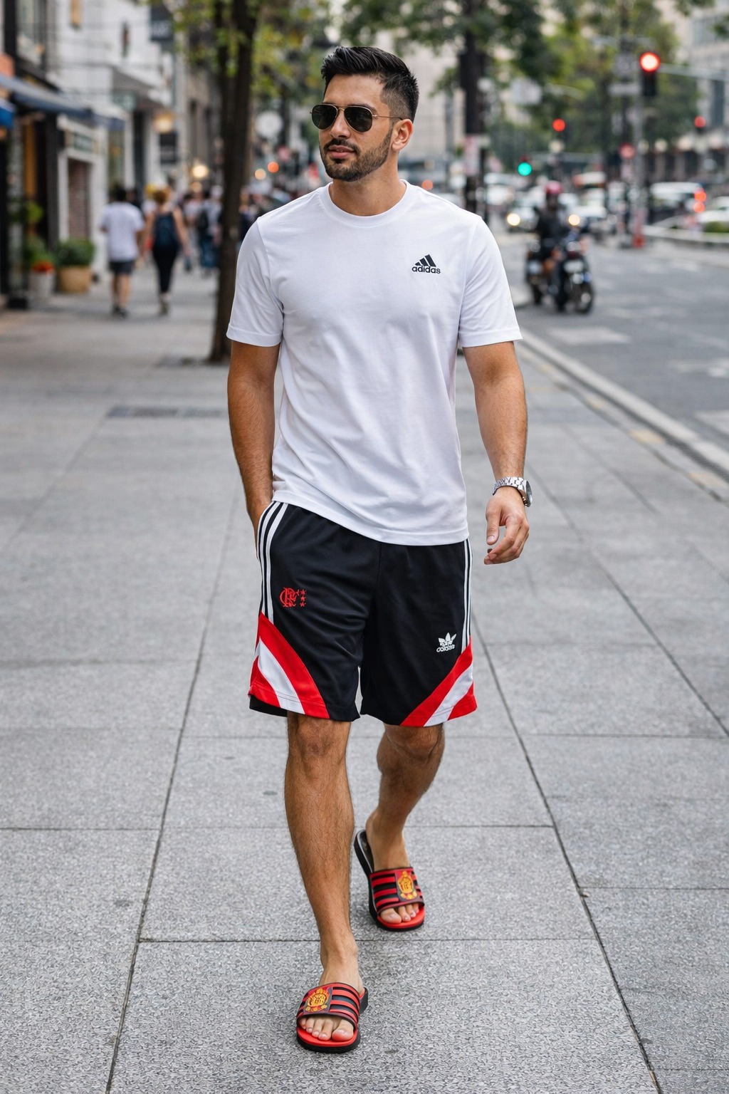 QUẦN SHORTS CHÍNH HÃNG - Adidas Originals Black/White/Red - IN5564