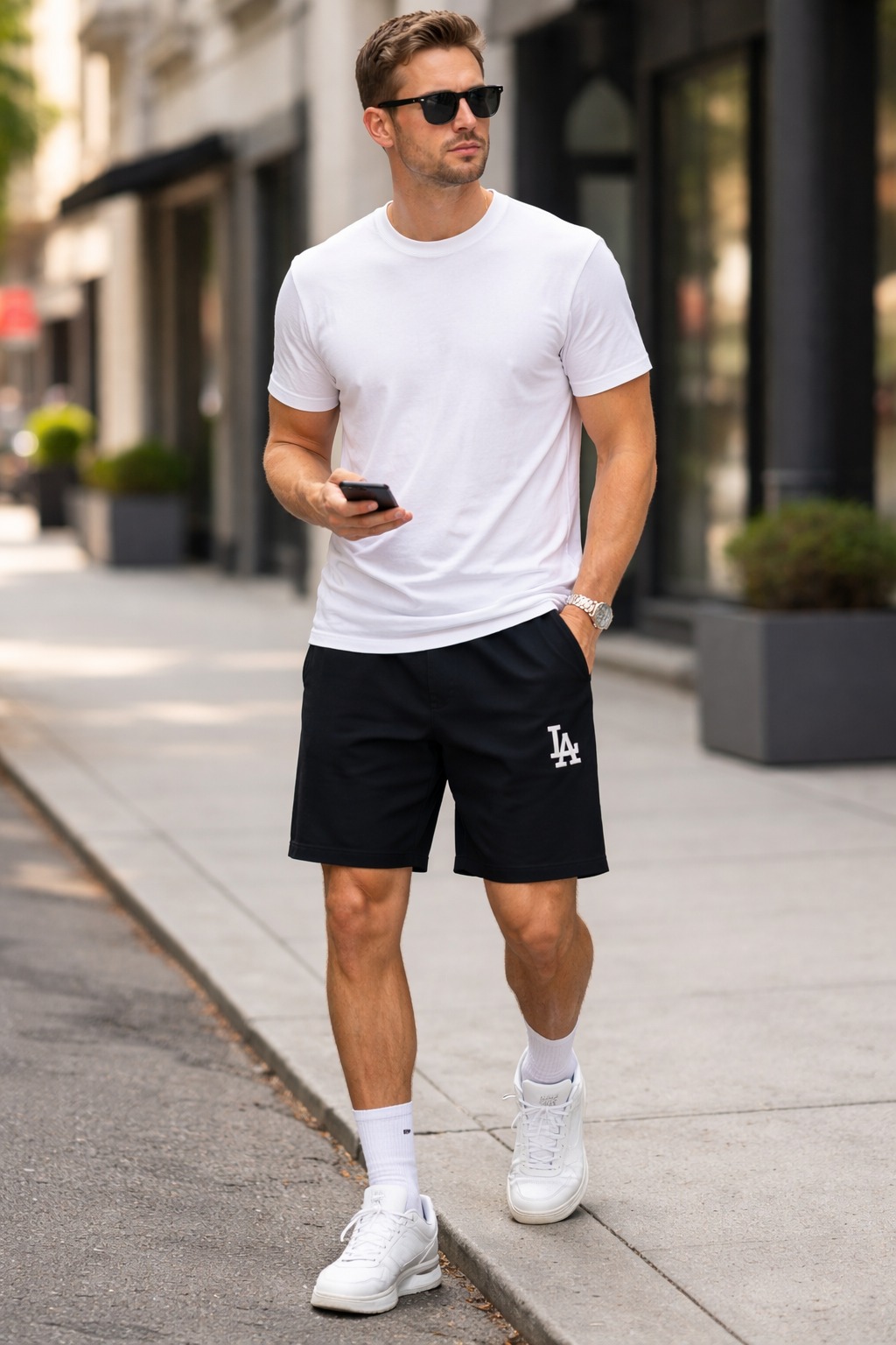 QUẦN SHORTS CHÍNH HÃNG - Newera logo LA Yankees Black - 14341352