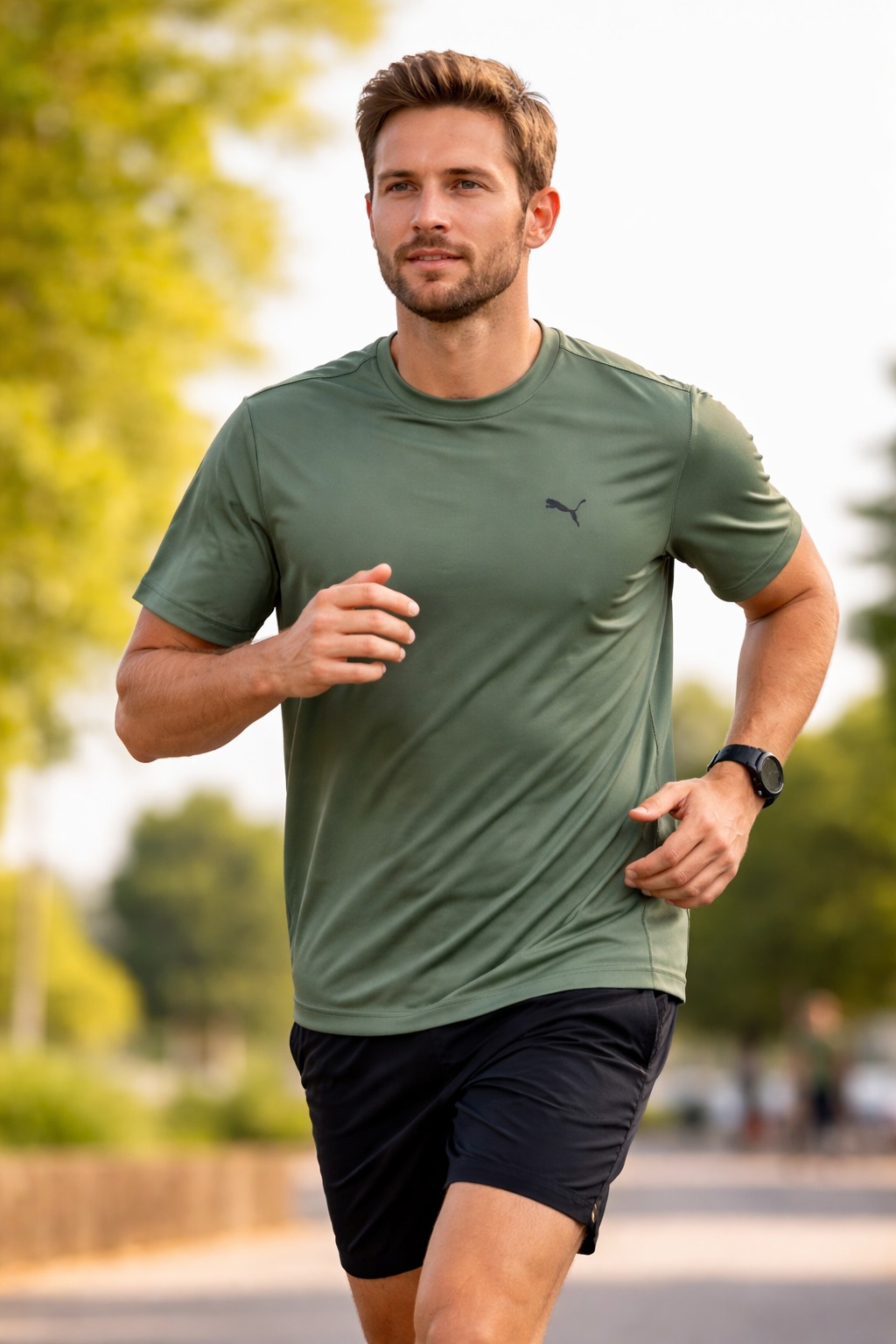 Áo Tshirts Chính Hãng - Puma Studio Man Run Fav Ss Tee 'Rêu' - 939637-500