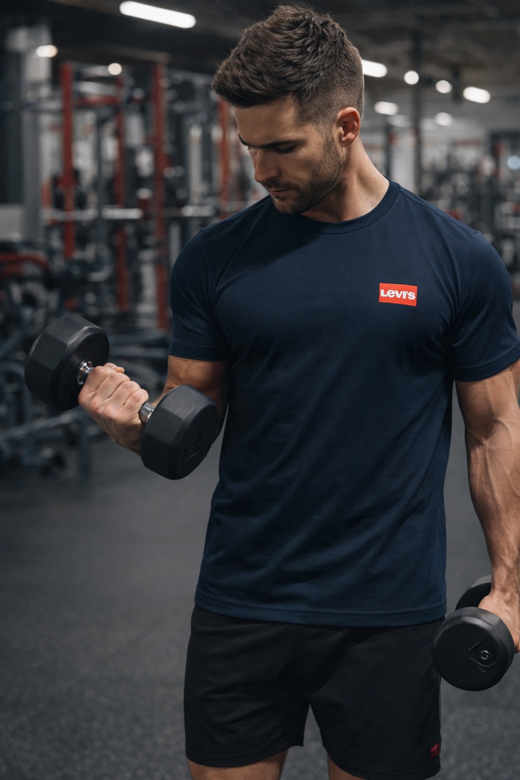 ÁO TSHIRTS CHÍNH HÃNG - Levi's® CREWNECK GRAPHIC Basic T-shirt - 79681-0000-Darknavy