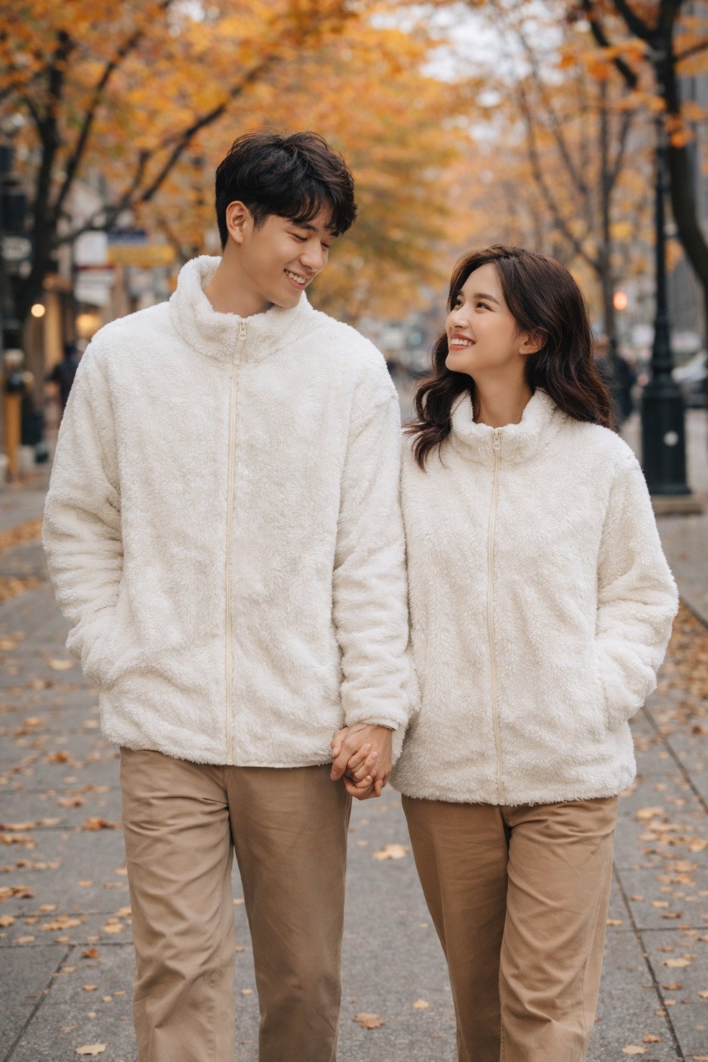 Áo Khoác Chính Hãng - Áo Khoác Lông Nam/Nữ Polham ''Kem'' - PHD4TC304A-02