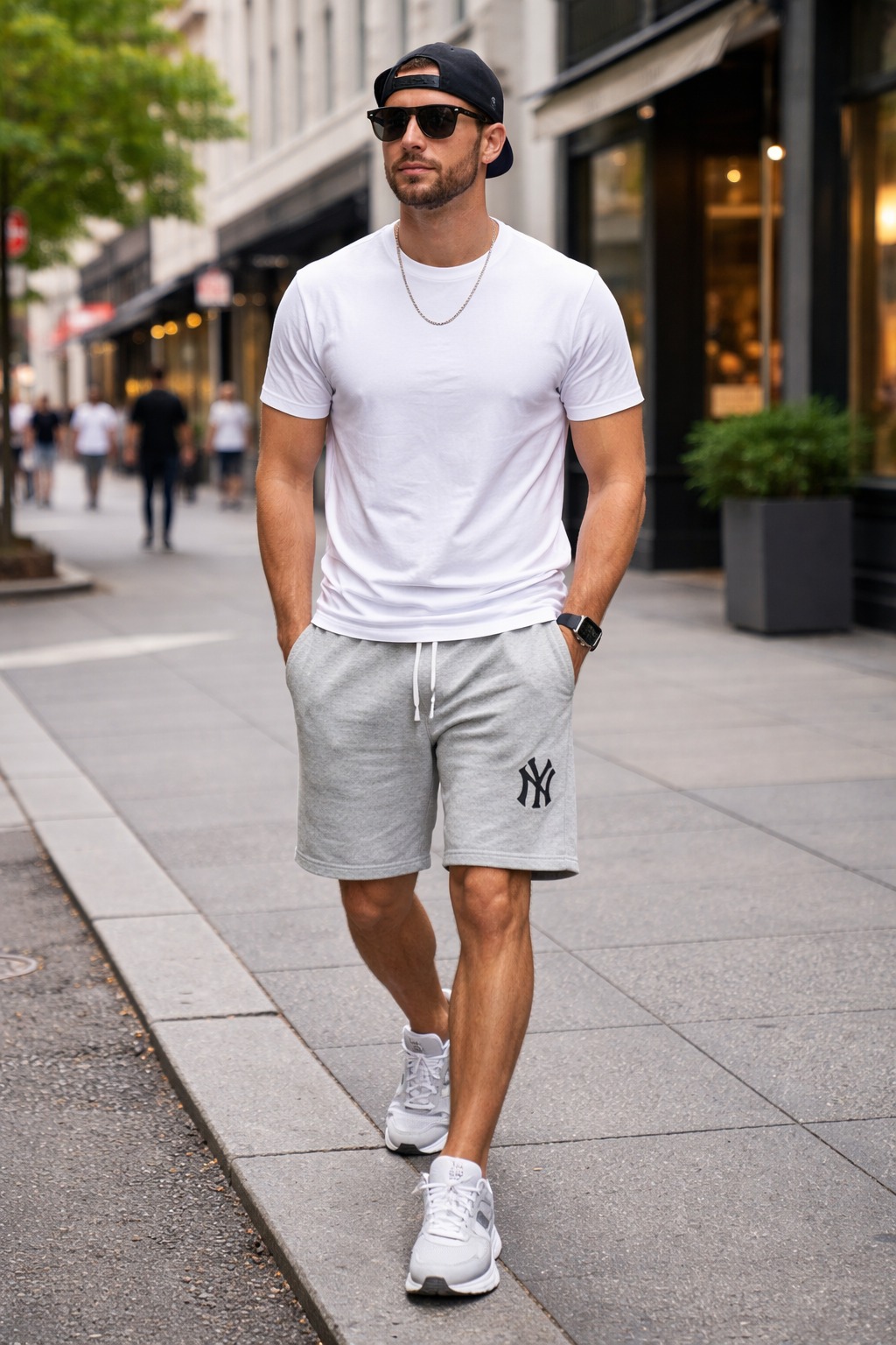 QUẦN SHORTS CHÍNH HÃNG - NEW ERA logo NY New York Yankees Grey - 13570091