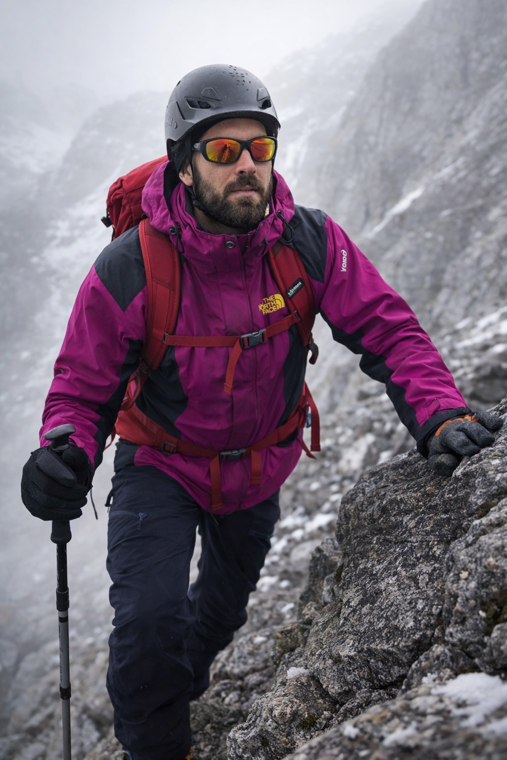 Áo Khoác Chính Hãng - The North Face Gore - Tex Tím Đậm Logo Vàng - AKTNF-08