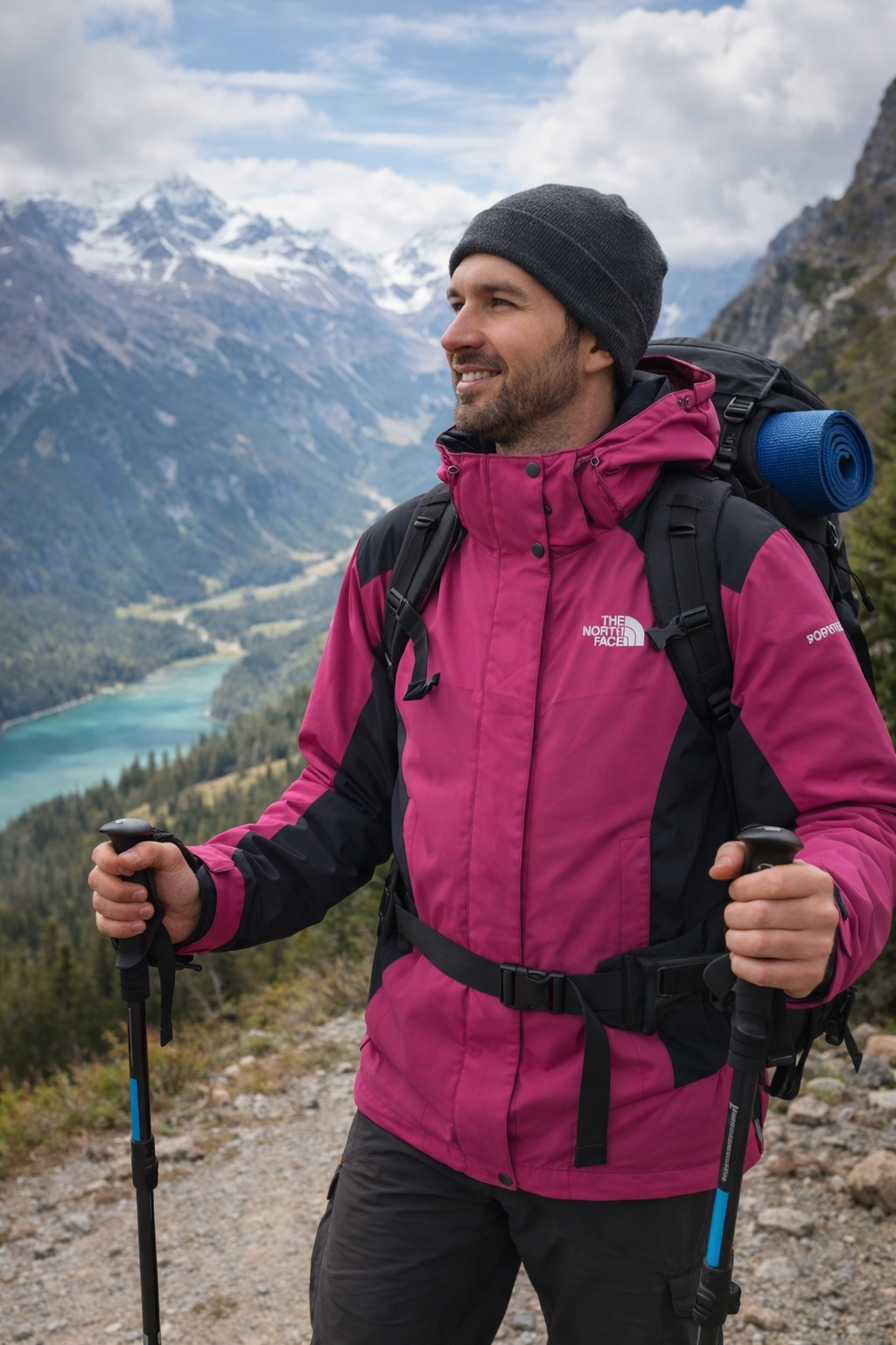 Áo Khoác Chính Hãng - The North Face Gore - Tex Hồng Đậm Logo Xám - AKTNF-02