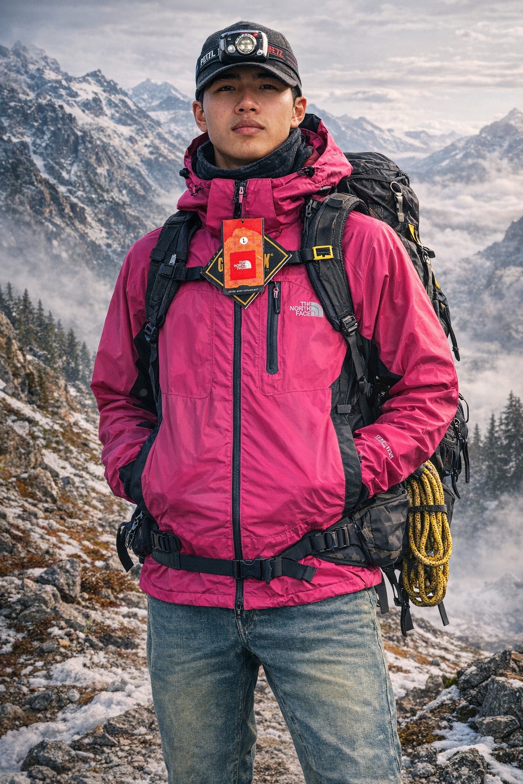 Áo Khoác Chính Hãng - The North Face Gore - Tex Full Hồng-Black Logo Xám - AKTNF-019
